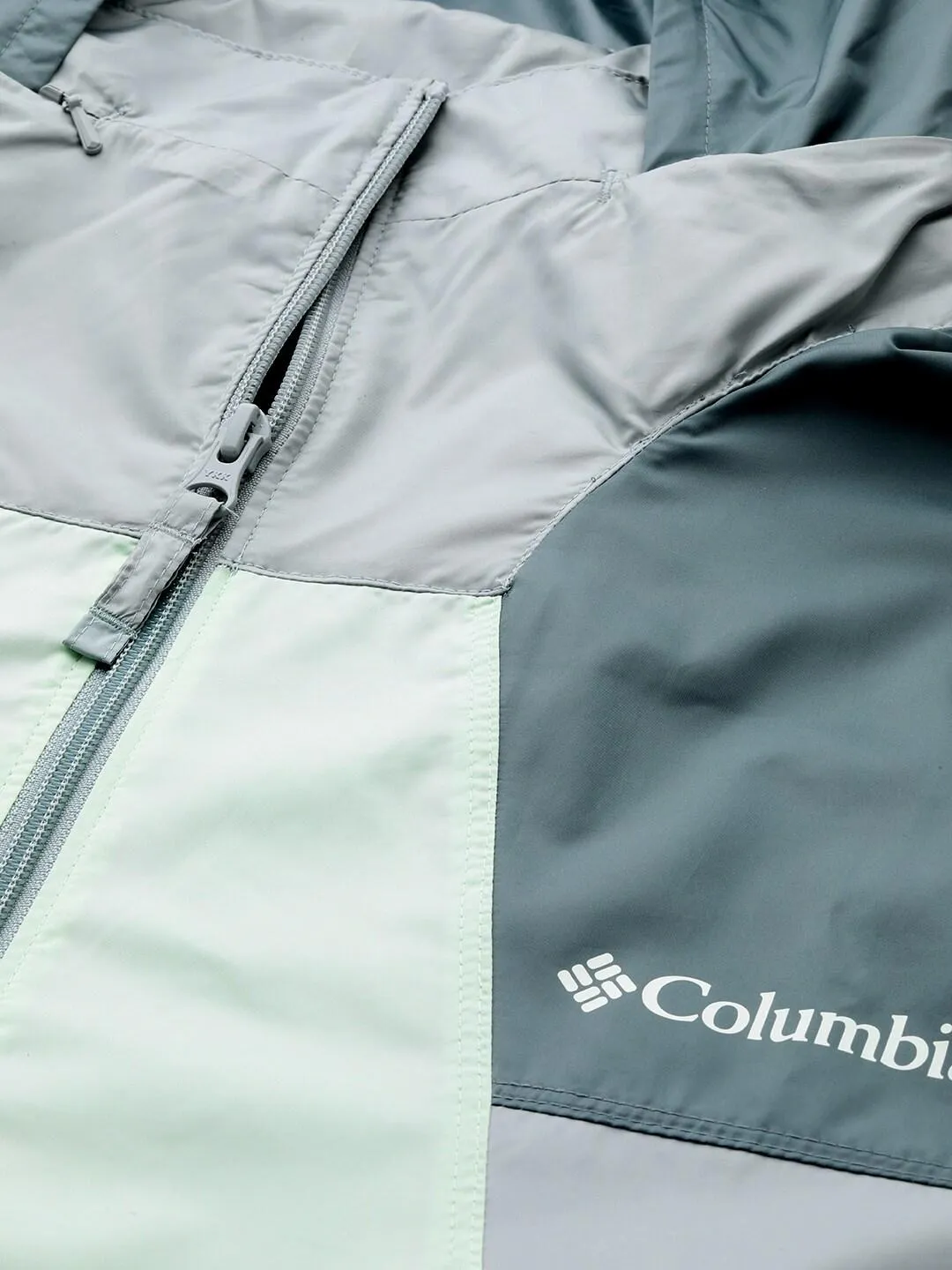 Columbia Men Green Sun Protection Point Park Windbreaker Jacket