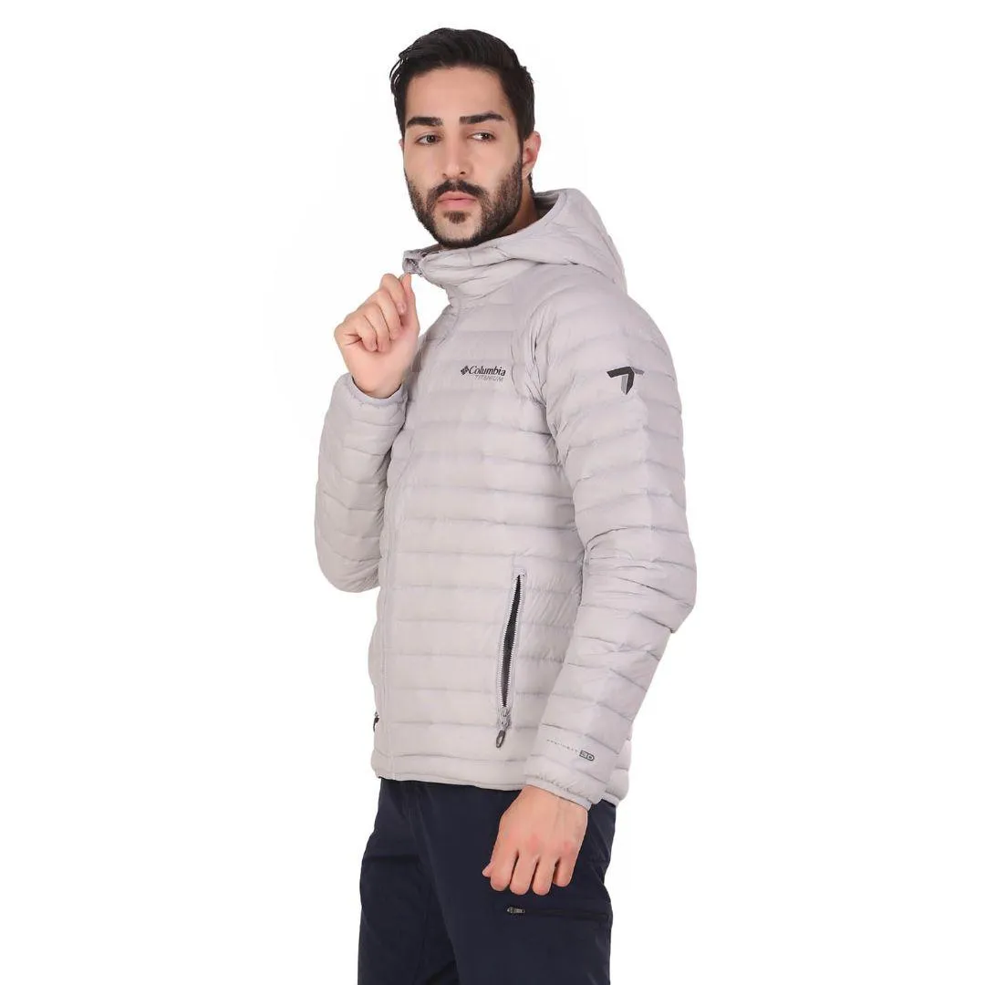 Columbia Men Grey Omni-Heat 3D Alpha Trail Hooded Down Jacket