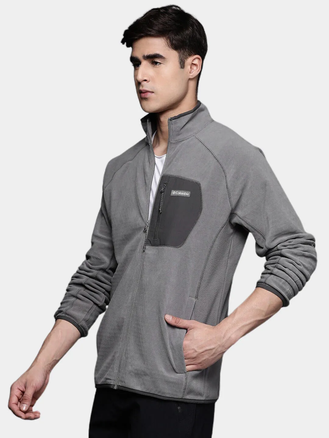 Columbia Men Grey Omni-Heat Helix M Outdoor Tracks Fleece Jacket