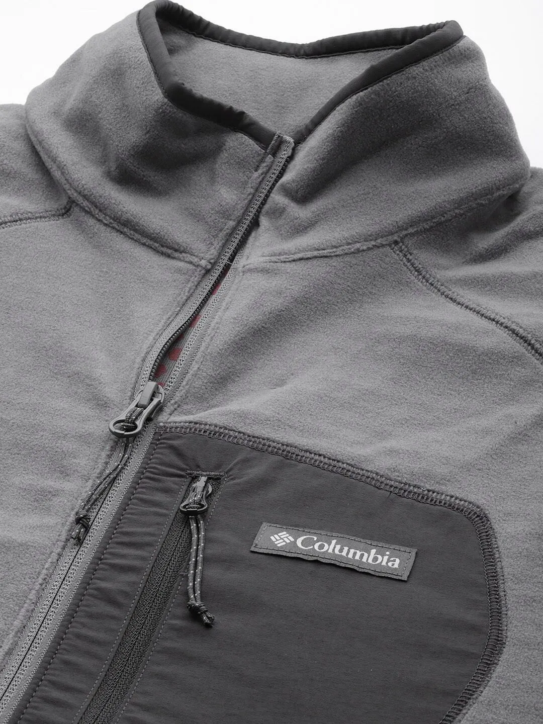 Columbia Men Grey Omni-Heat Helix M Outdoor Tracks Fleece Jacket