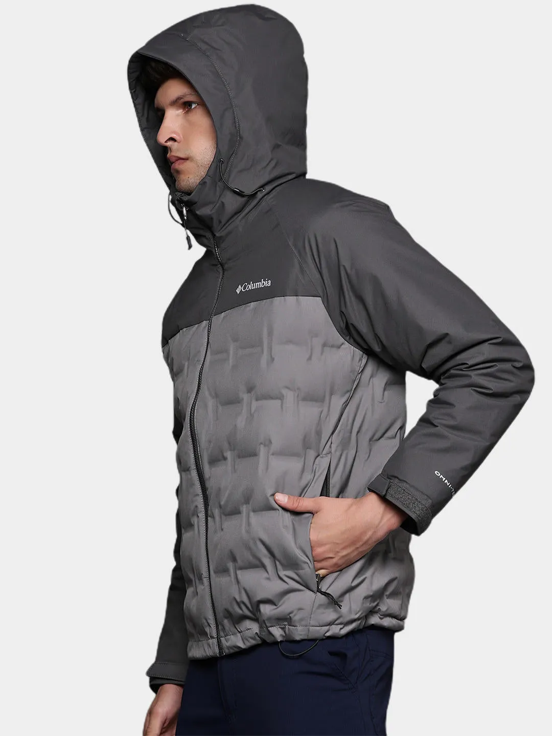 Columbia Men Grey Omni-Heat Infinity Grand Trek II Hooded Down Jacket