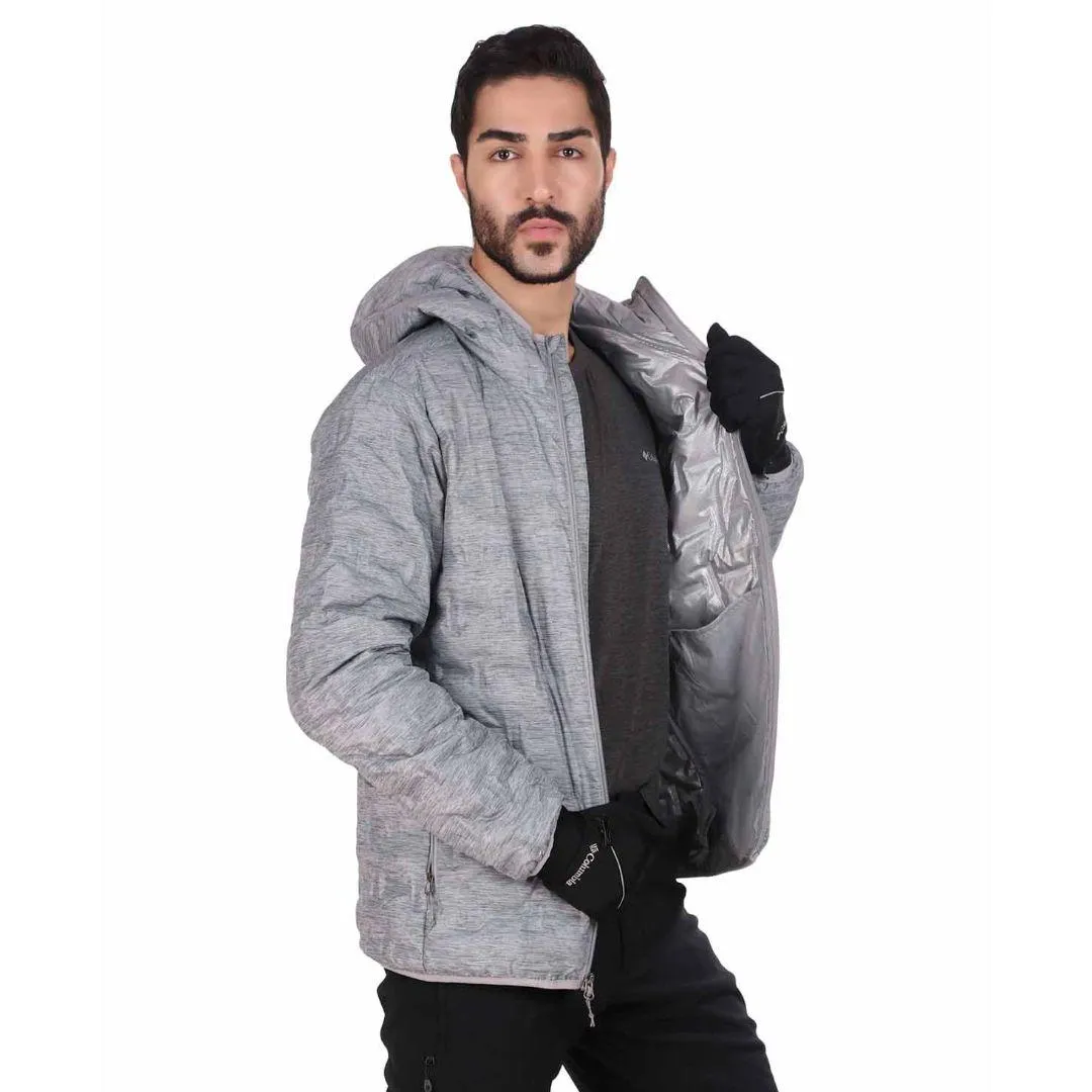 Columbia Men Grey Omni-Heat Reflective Delta Ridge Hooded Down Jacket