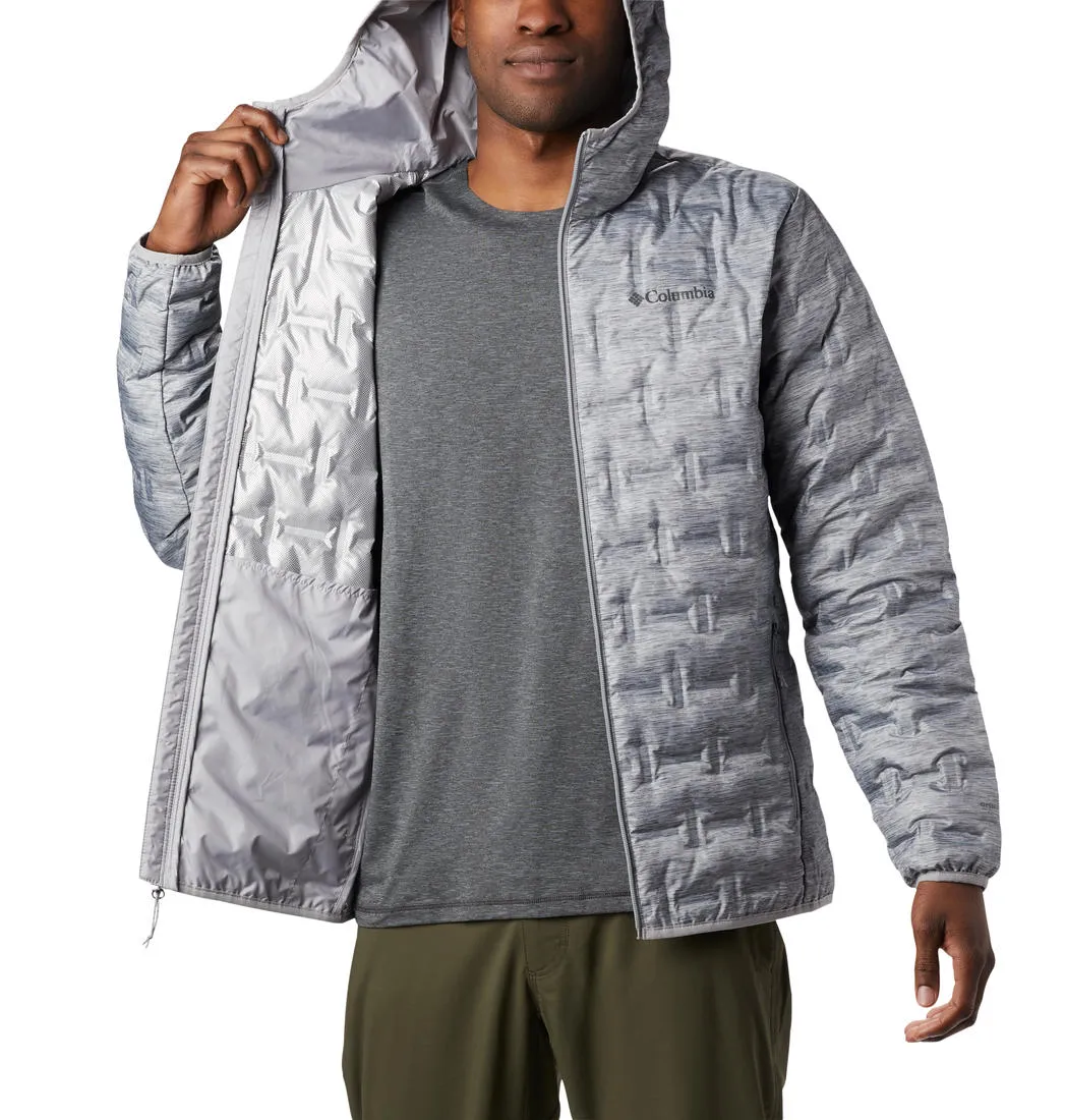 Columbia Men Grey Omni-Heat Reflective Delta Ridge Hooded Down Jacket