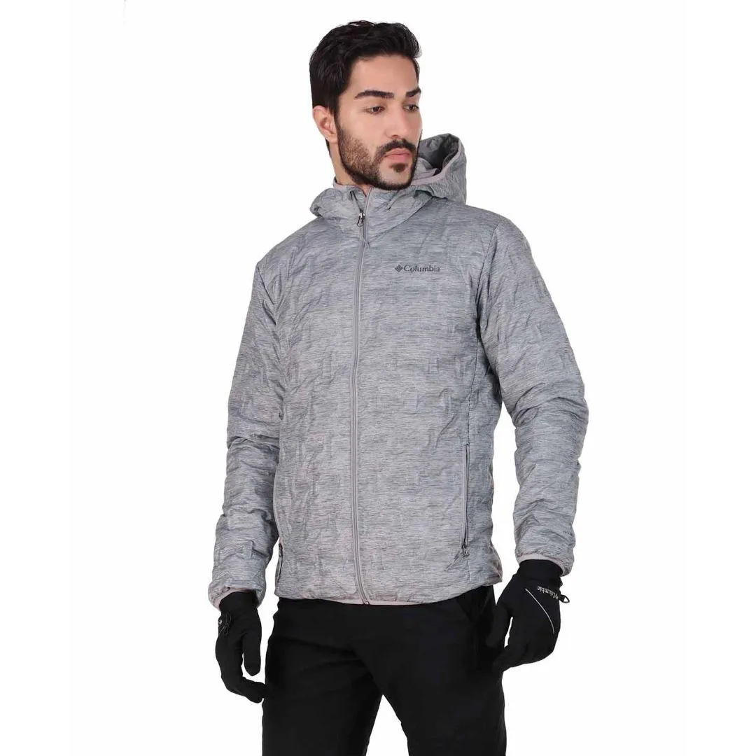 Columbia Men Grey Omni-Heat Reflective Delta Ridge Hooded Down Jacket