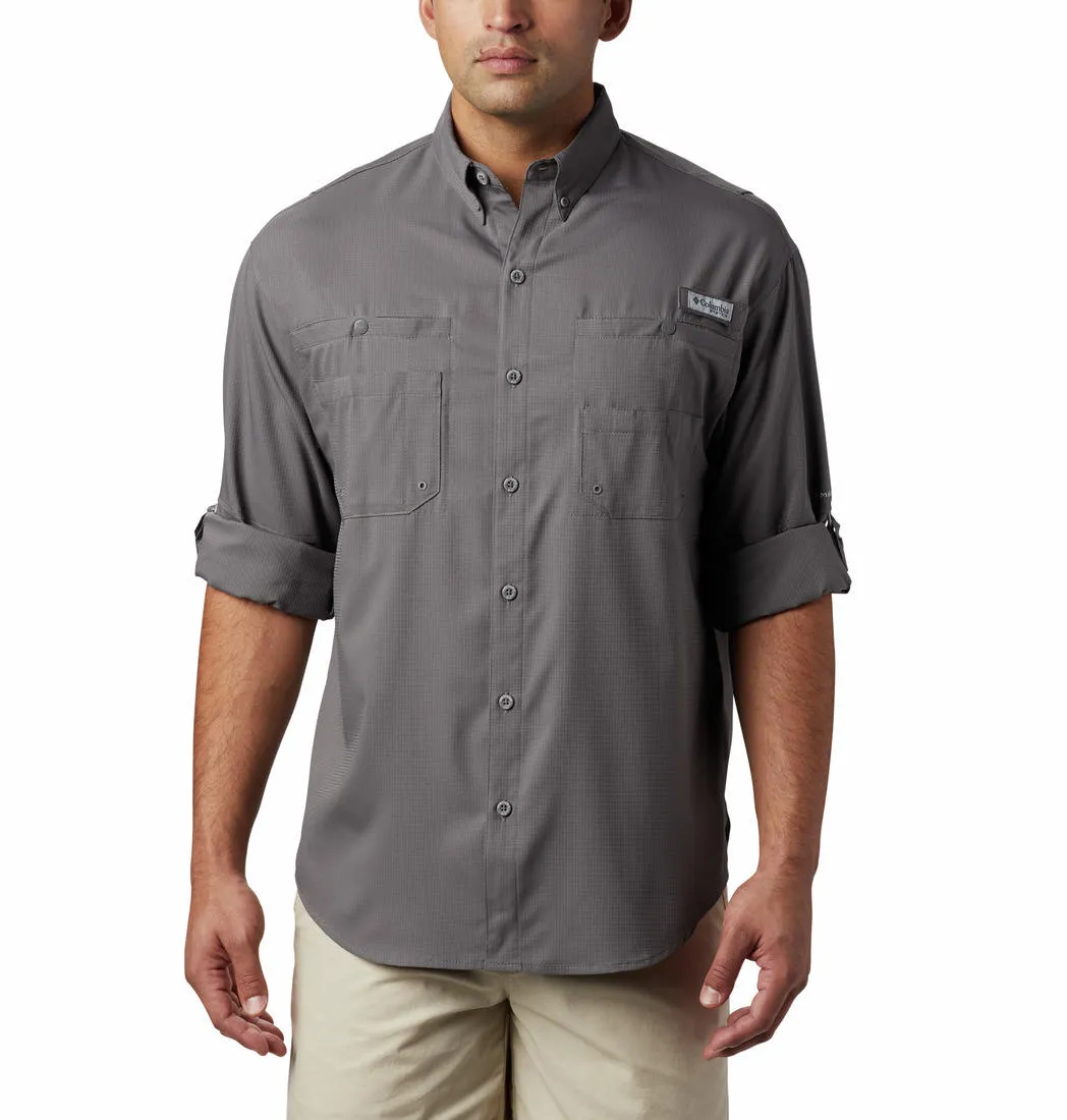 Columbia Men Grey Omni-Wick Tamiami II Long Sleeve Shirt