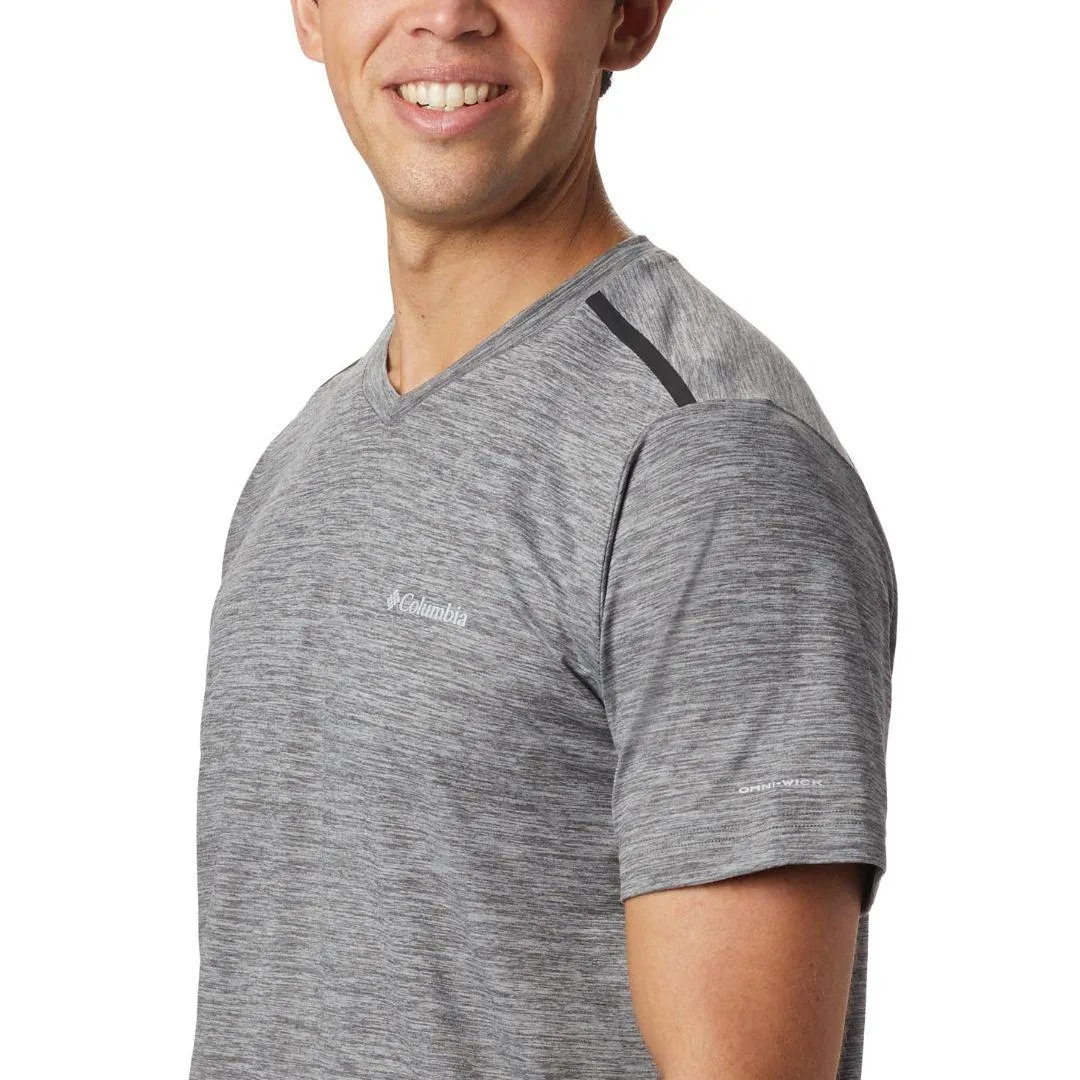 Columbia Men Grey Omni-Wick Tech Trail II V Neck Tshirt