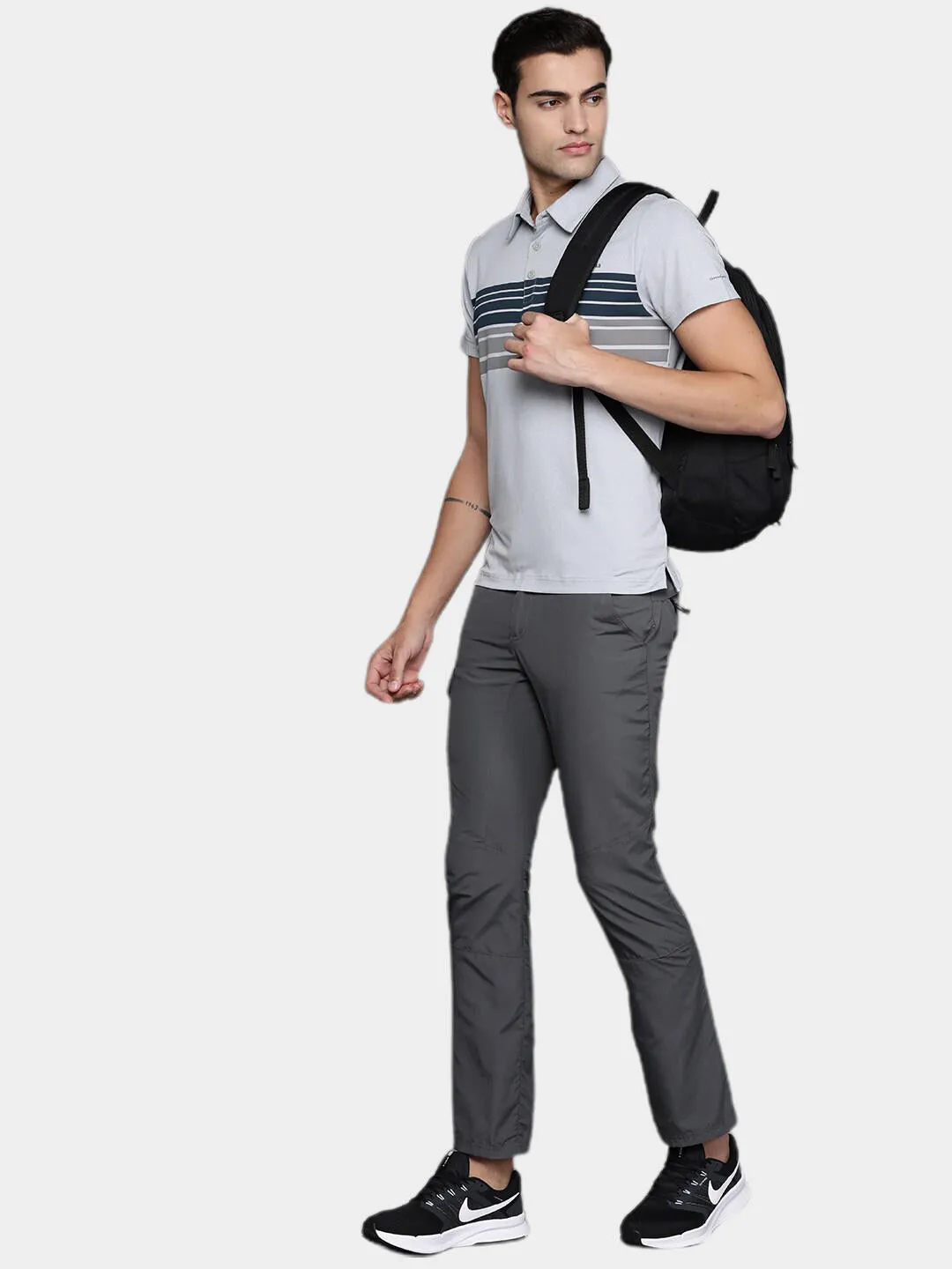 Columbia Men Grey Omni-Wick Tech Trail Novelty Polo Tshirt