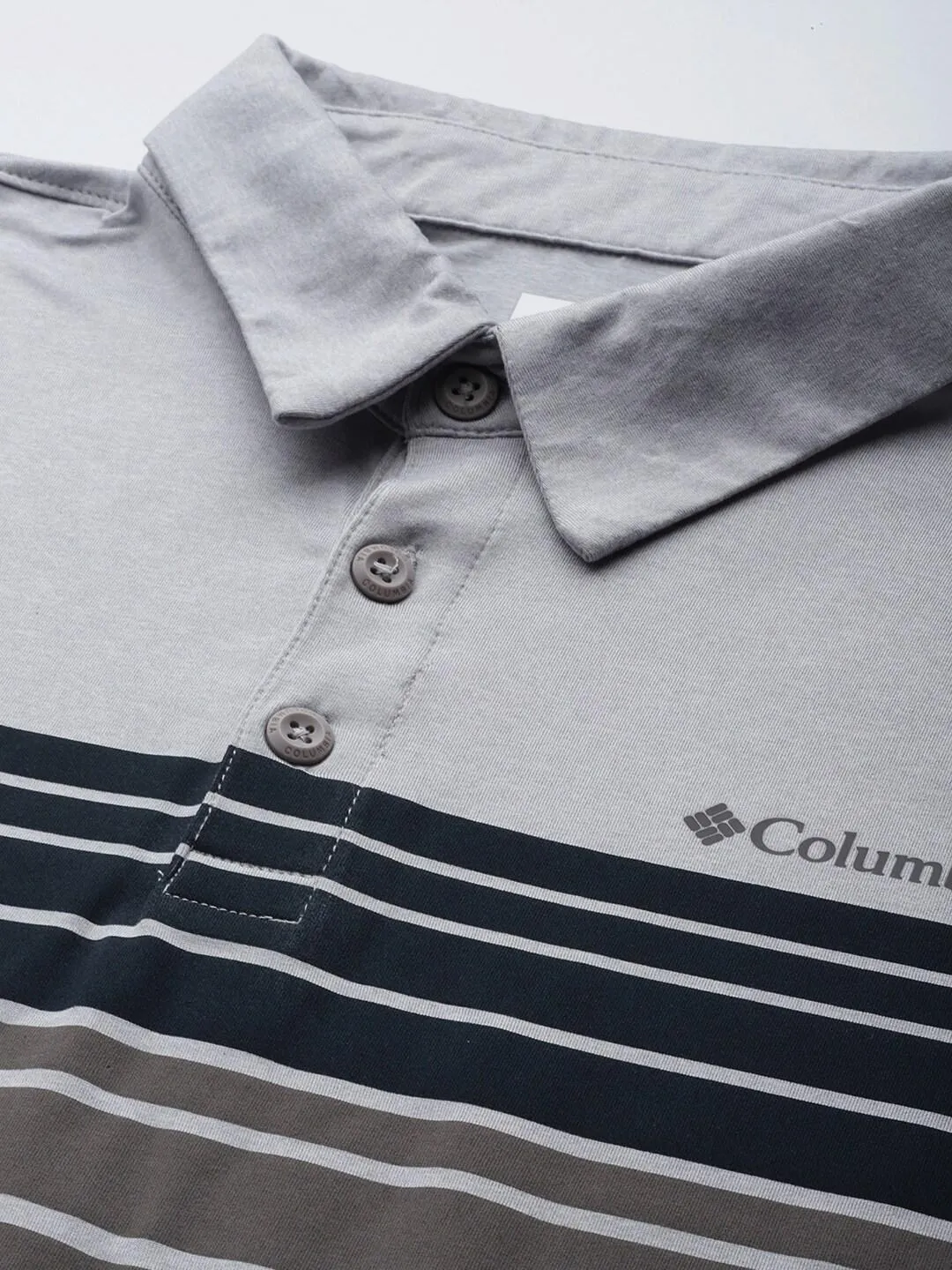 Columbia Men Grey Omni-Wick Tech Trail Novelty Polo Tshirt
