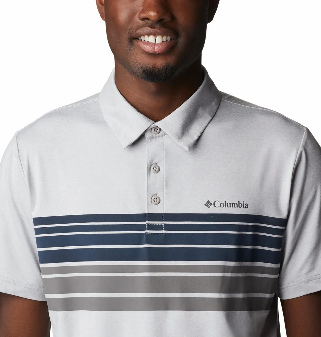Columbia Men Grey Omni-Wick Tech Trail Novelty Polo Tshirt