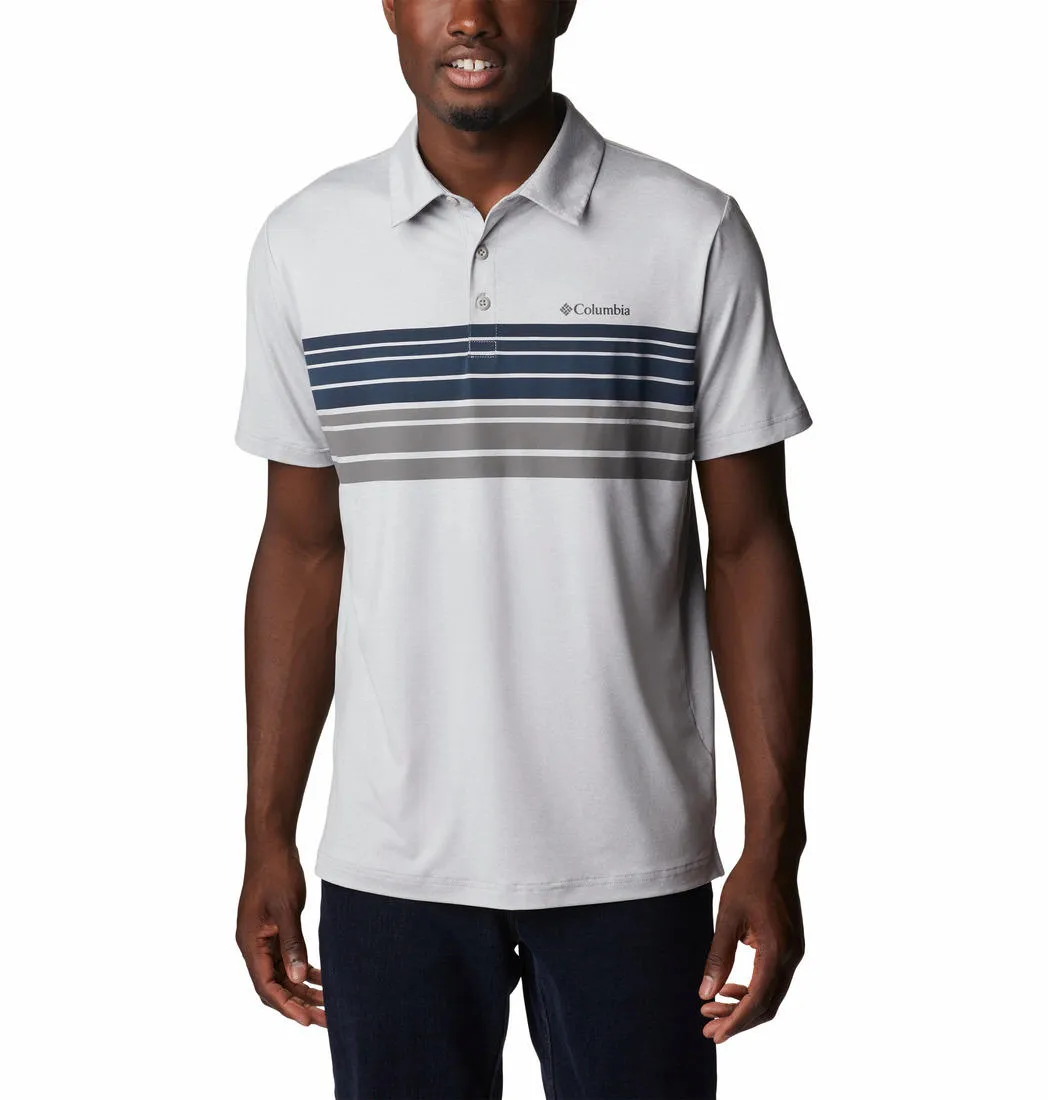 Columbia Men Grey Omni-Wick Tech Trail Novelty Polo Tshirt