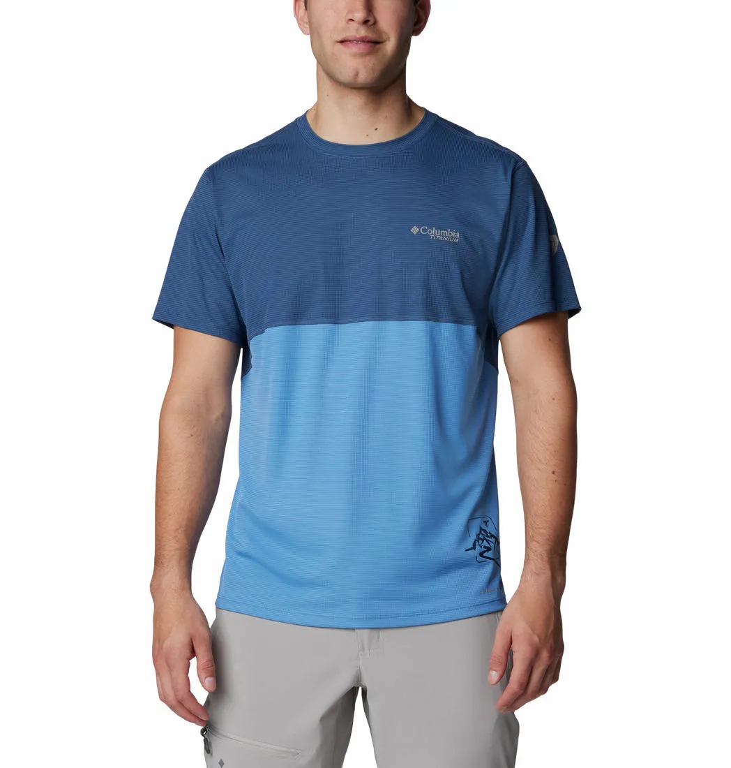 Columbia Men Navy Blue Omni-Wick Cirque River Graphic Crew Tshirt