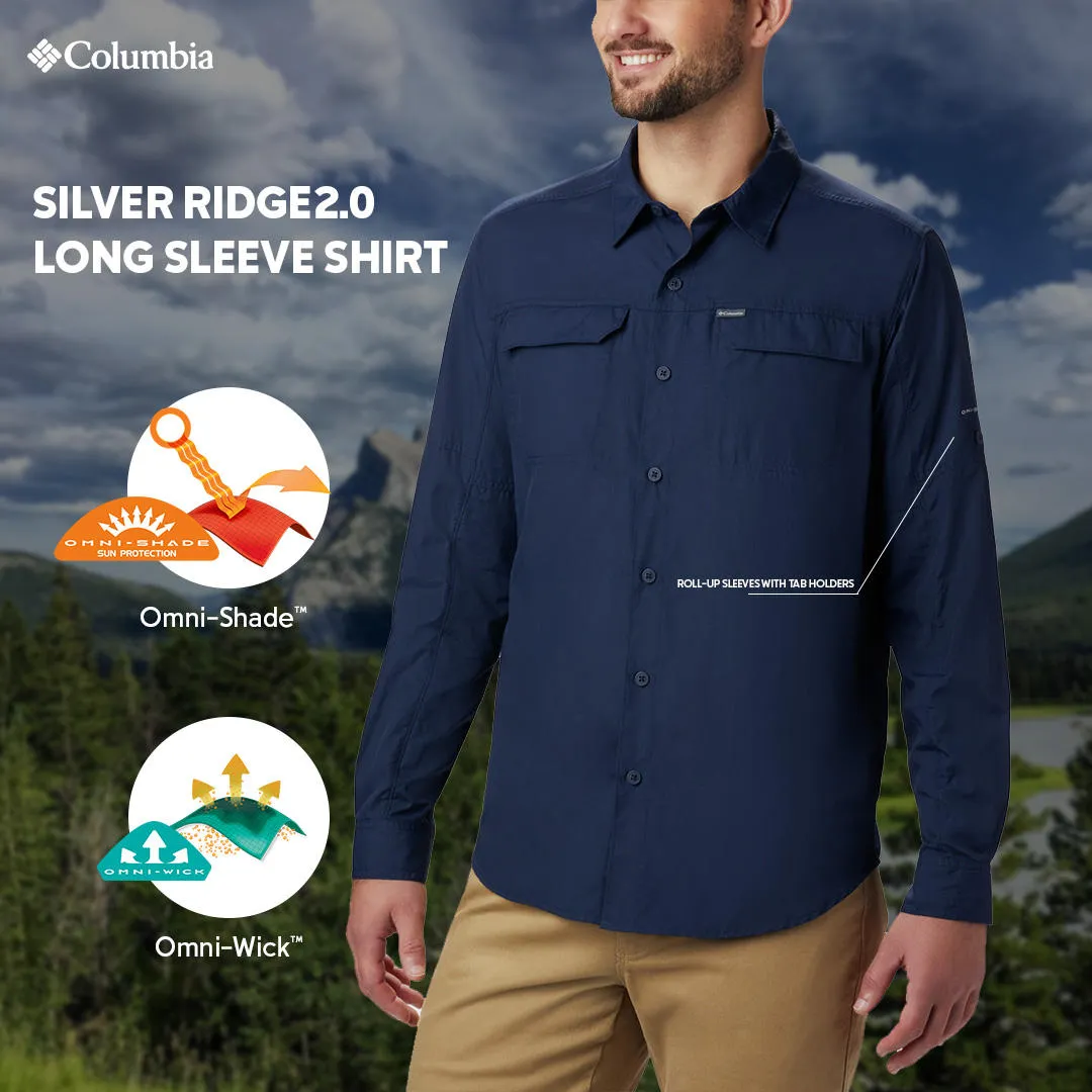 Columbia Men Navy Blue Omni-Wick Silver Ridge2.0 Long Sleeve Shirt