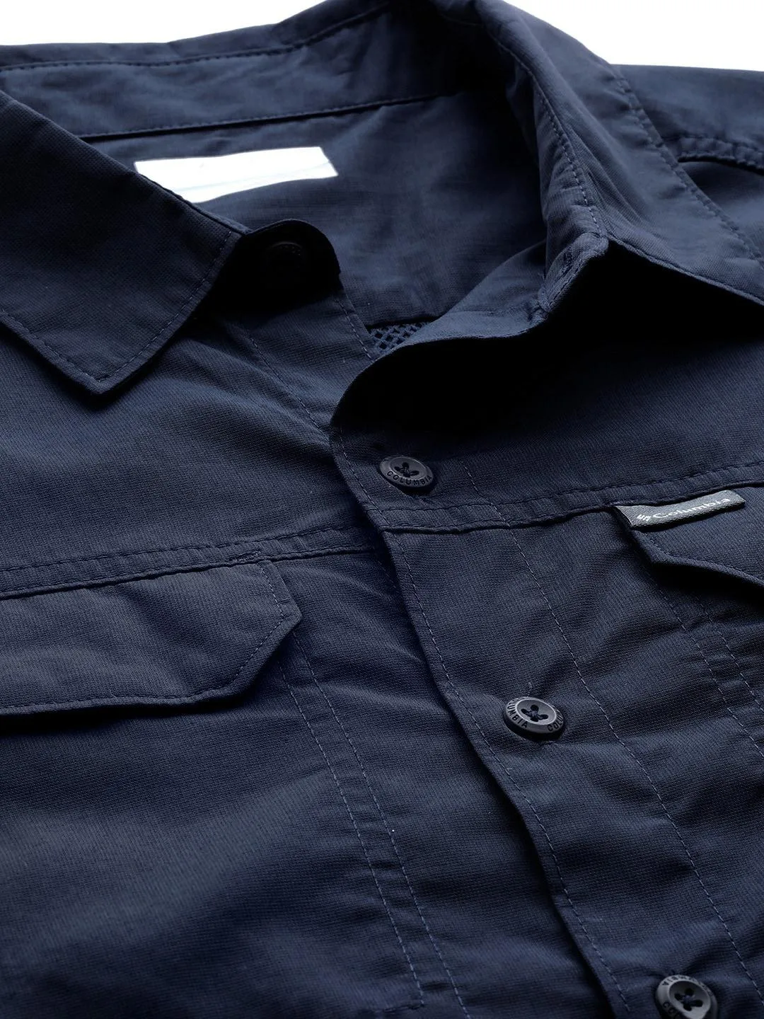 Columbia Men Navy Blue Omni-Wick Silver Ridge2.0 Long Sleeve Shirt