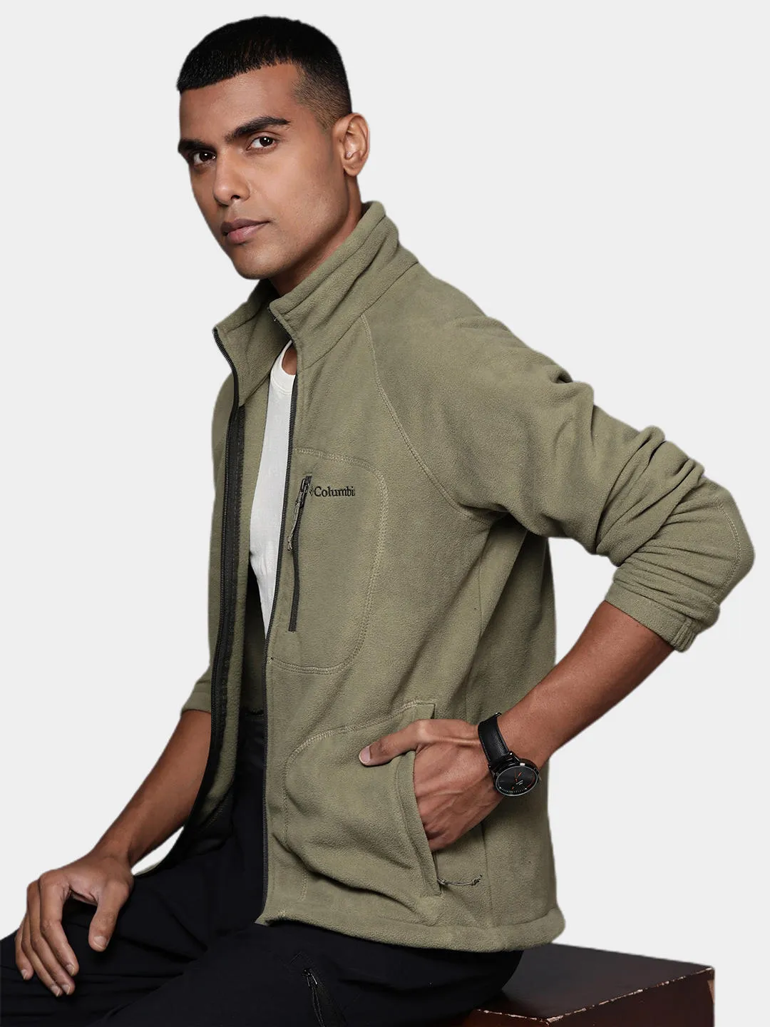 Columbia Men Olive Fast Trek II Fleece Jacket