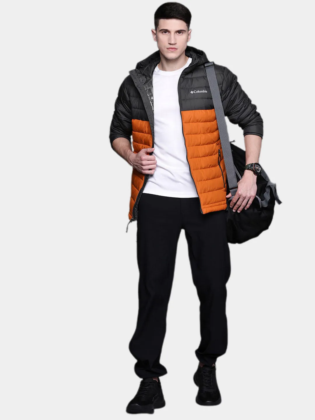 Columbia Men Orange Omni-Heat Reflective Powder Lite Hooded Jacket