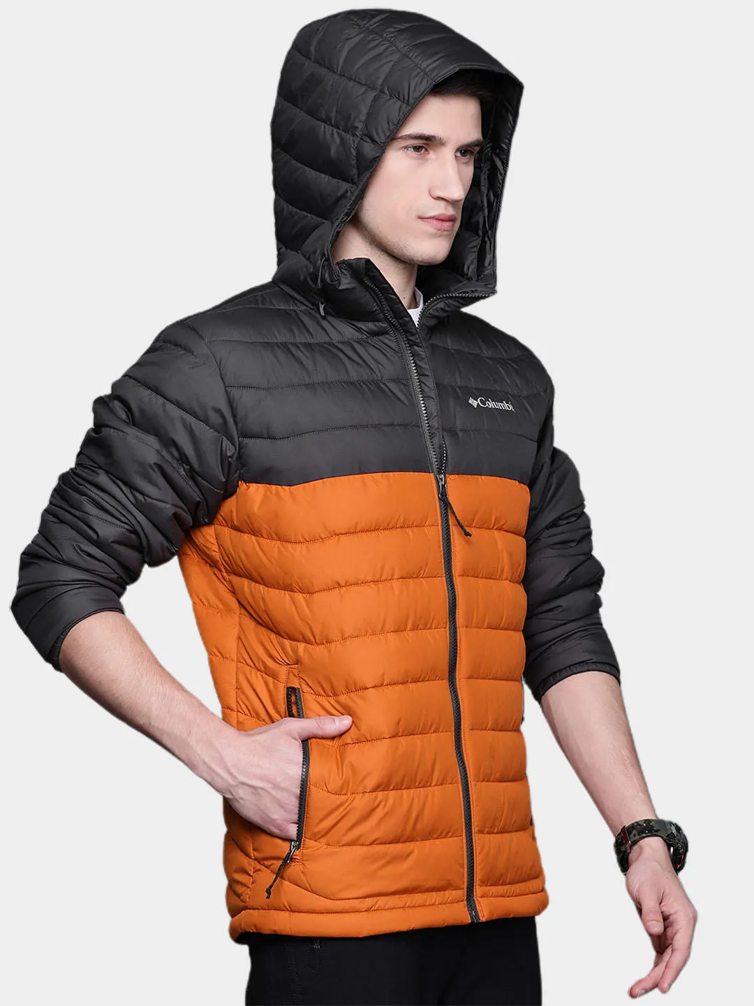 Columbia Men Orange Omni-Heat Reflective Powder Lite Hooded Jacket