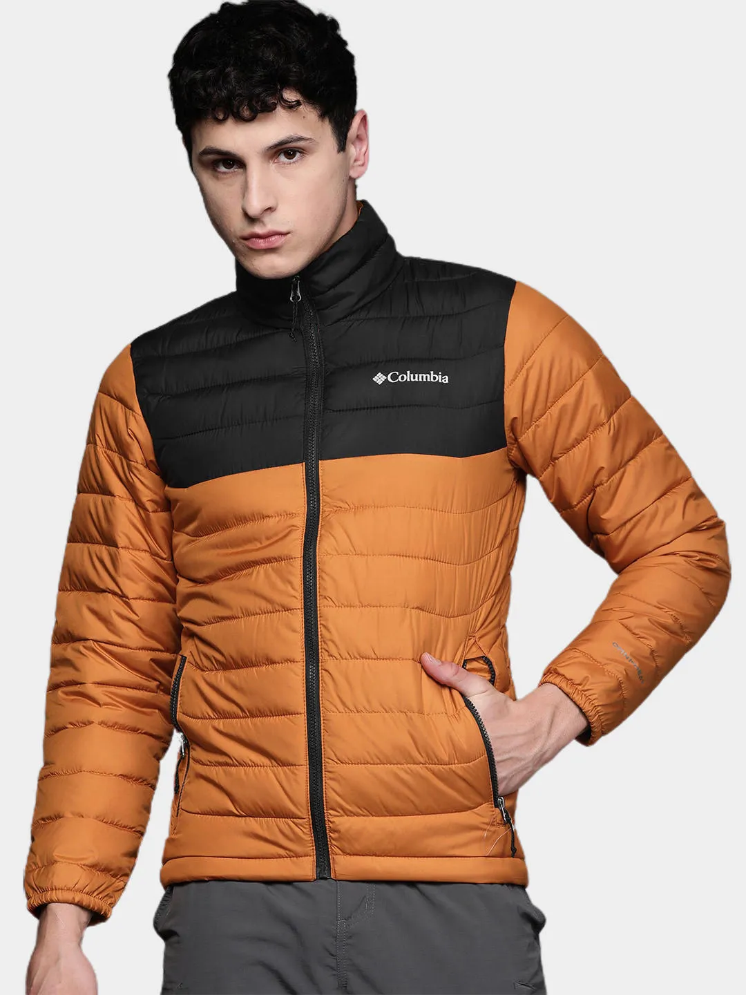Columbia Men Orange Omni-Heat Reflective Powder Lite Jacket
