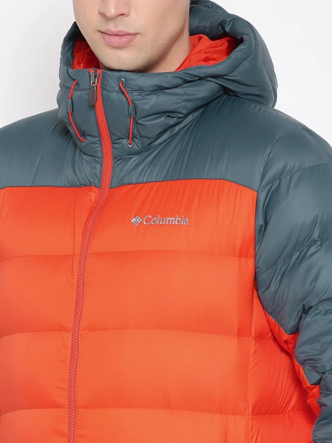 Columbia Men Orange Omni-Heat Reflective Quantum Voyage Hooded Down Jacket