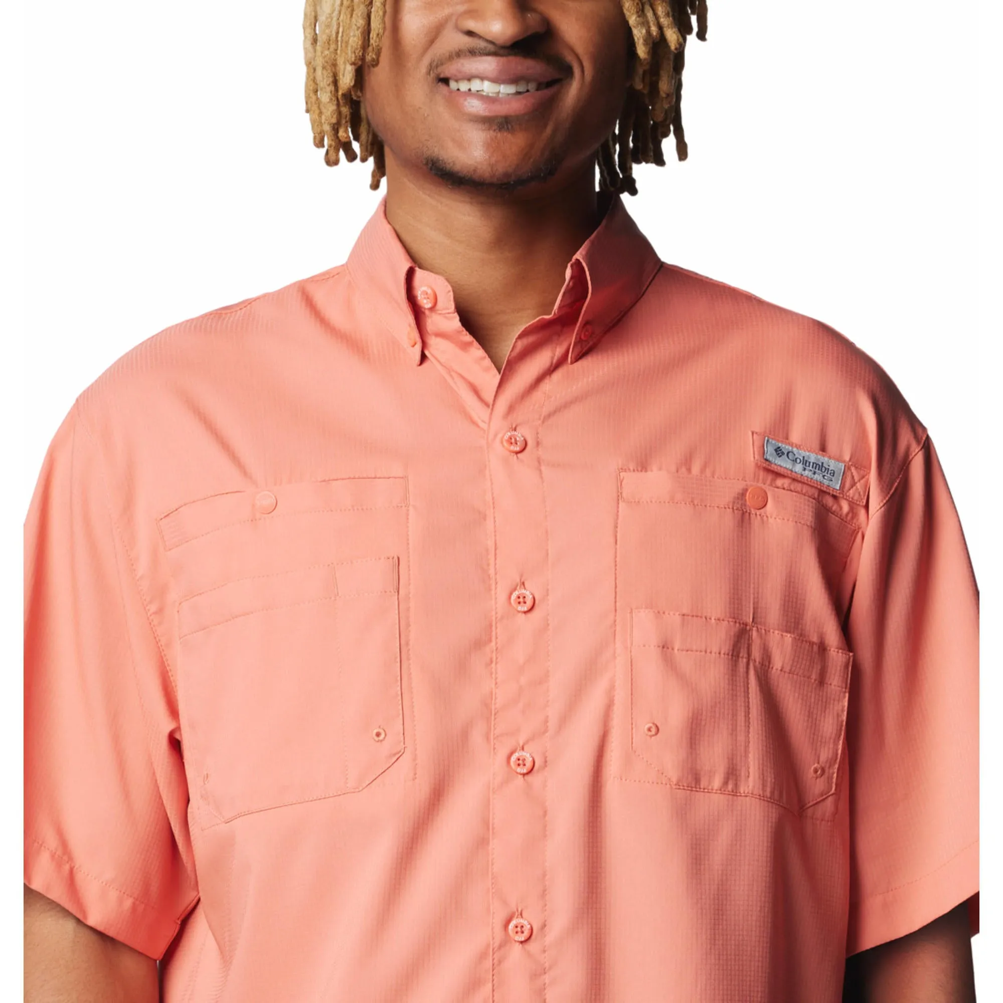 Columbia Men Orange Omni-Shade Tamiami II Short Sleeve Shirt