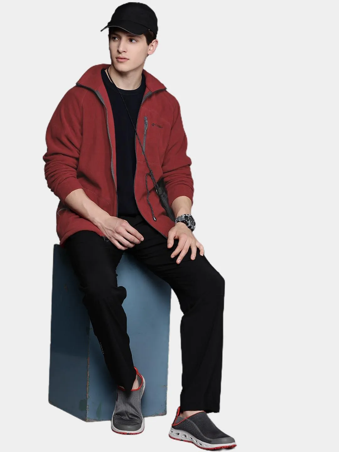Columbia Men Red Fast Trek II Fleece Jacket