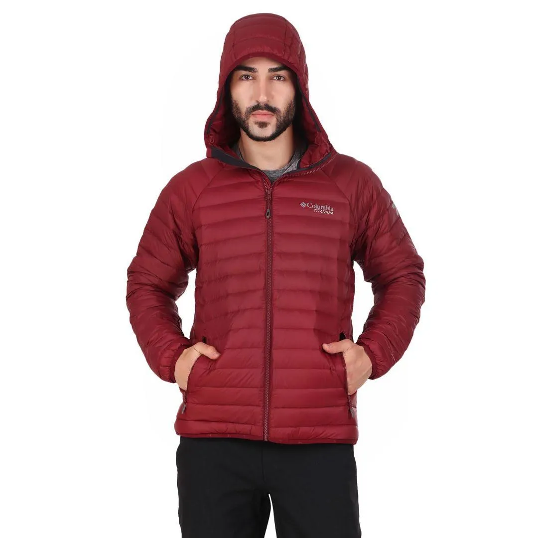 Columbia Men Red Omni-Heat 3D Alpha Trail Hooded Down Jacket