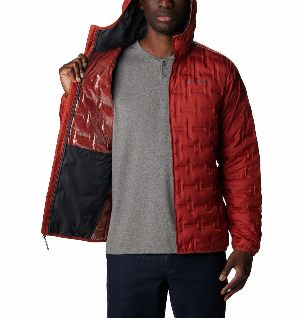Columbia Men Red Omni-Heat Reflective Delta Ridge Hooded Down Jacket