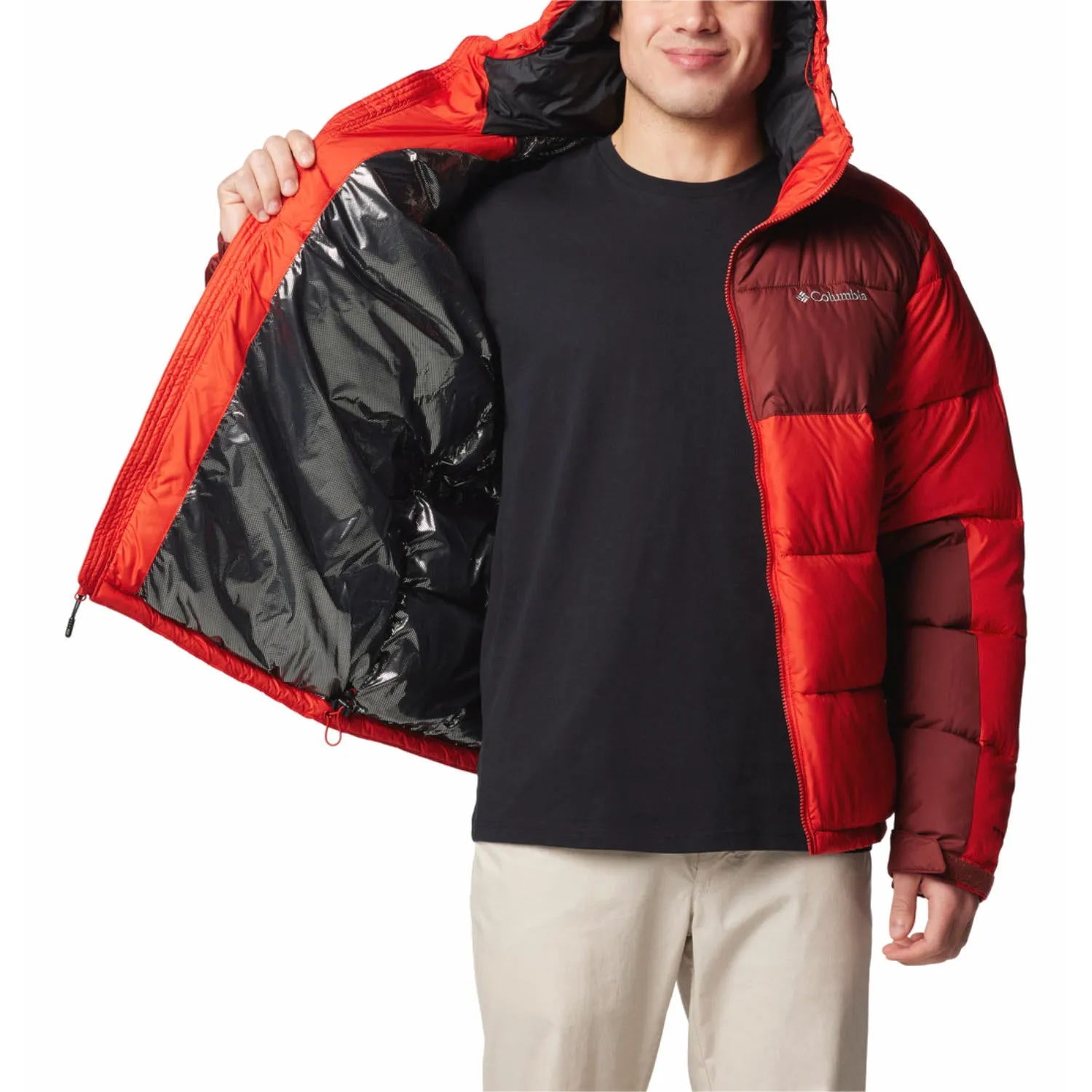 Columbia Men Red Omni-Heat Reflective Pike Lake II Hooded Jacket