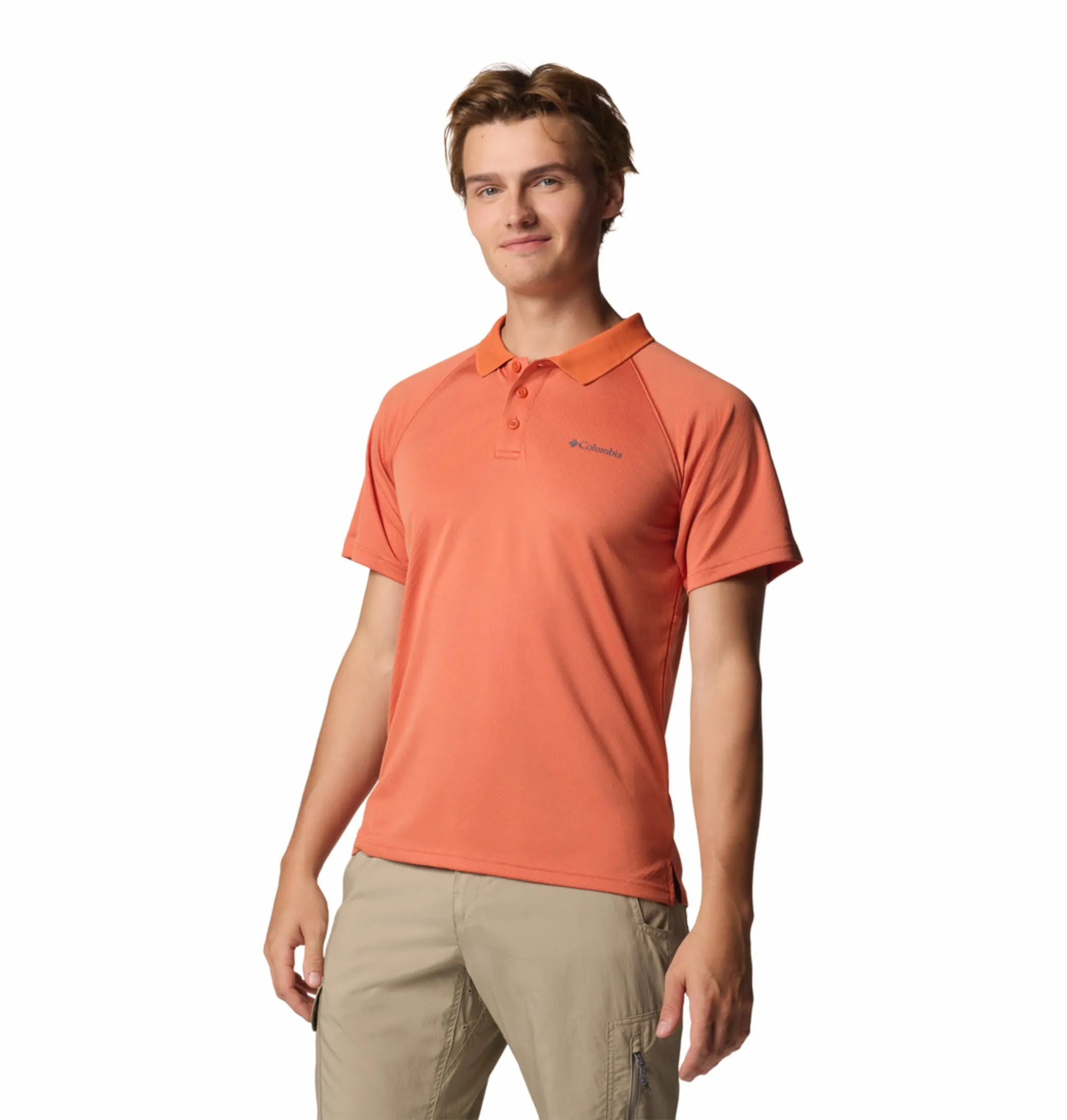 Columbia Men Red Omni-Shade Alpine Chill Pro Polo Tshirt
