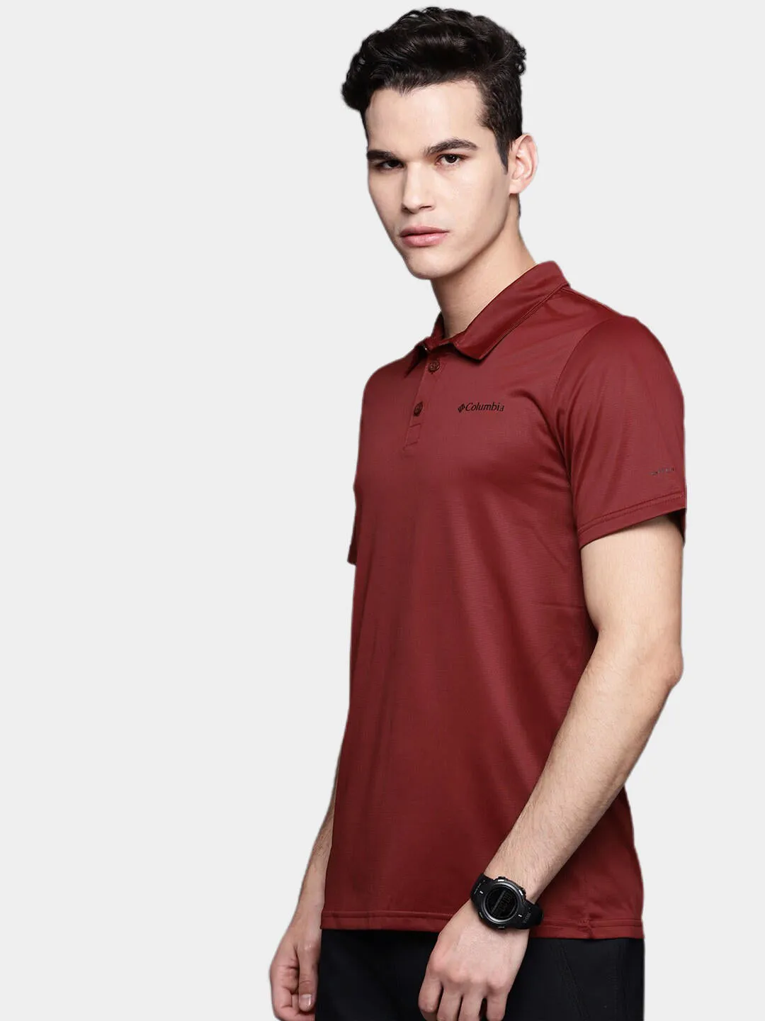 Columbia Men Red Omni-Wick Hike Polo Tshirt
