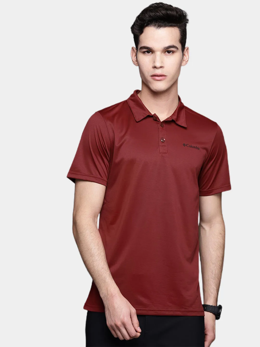 Columbia Men Red Omni-Wick Hike Polo Tshirt