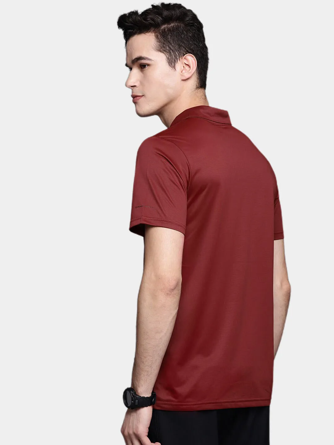 Columbia Men Red Omni-Wick Hike Polo Tshirt