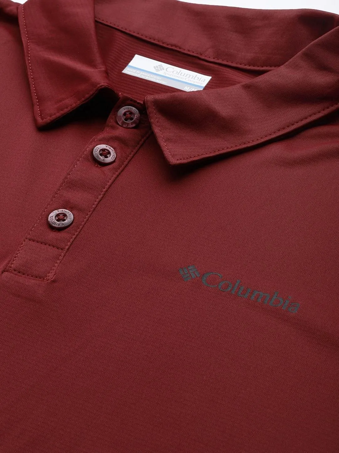 Columbia Men Red Omni-Wick Hike Polo Tshirt