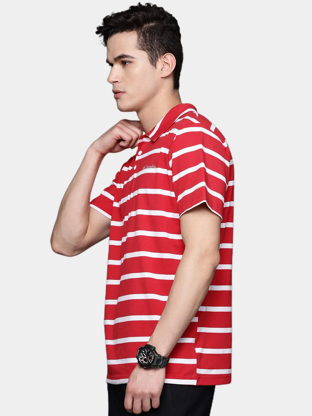 Columbia Men Red Omni-Wick Sun Trek Polo Tshirt