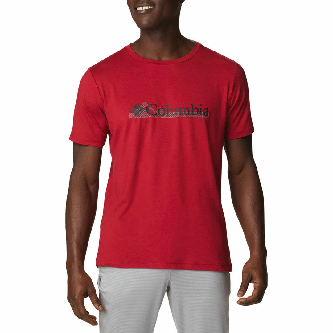 Columbia Men Red Omni-Wick Tech Trail Graphic Tshirt