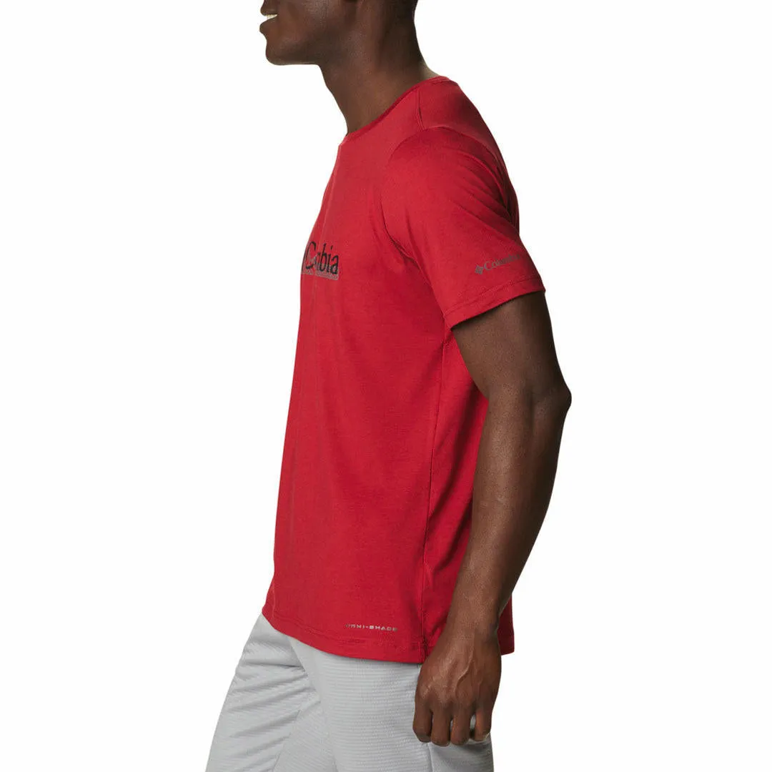 Columbia Men Red Omni-Wick Tech Trail Graphic Tshirt