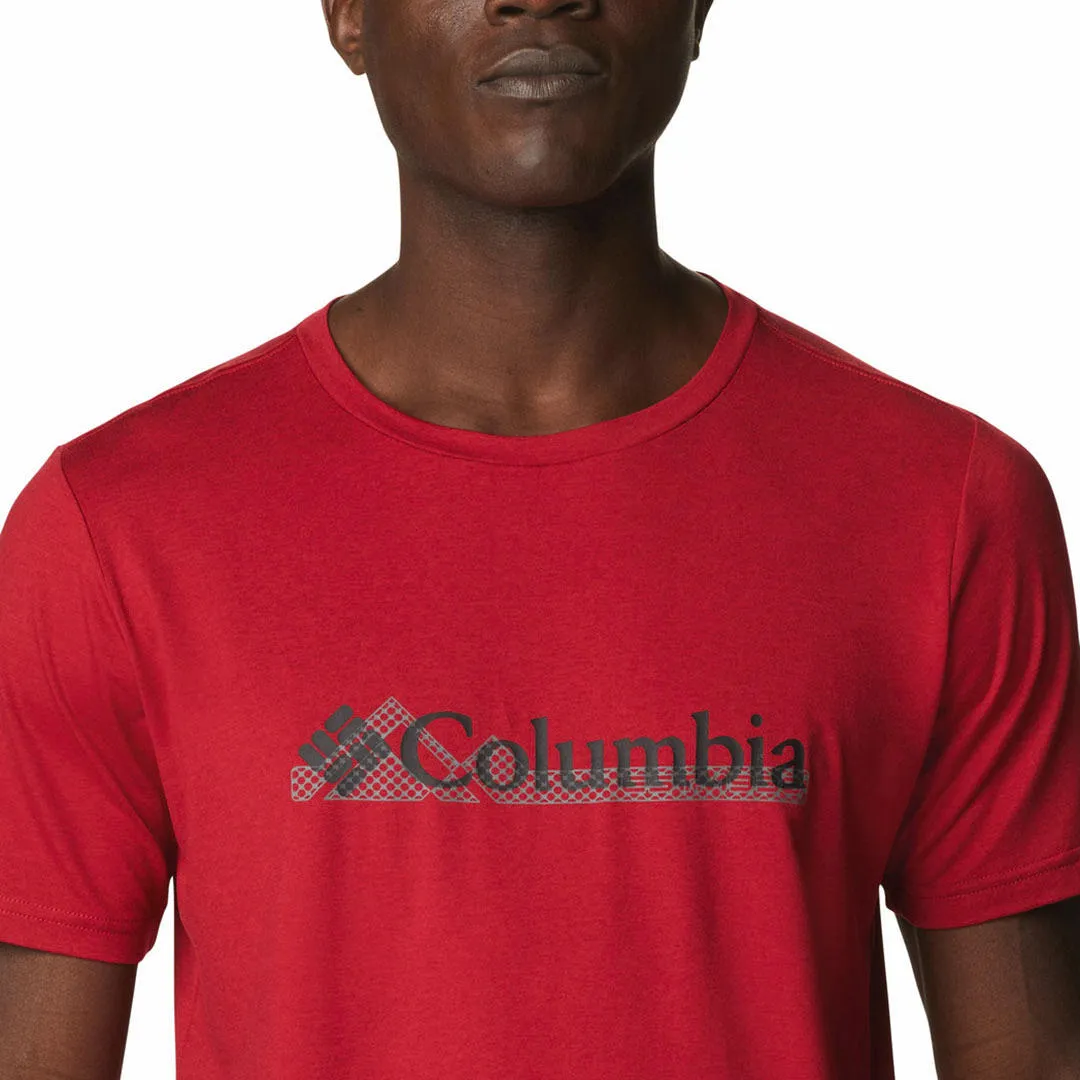 Columbia Men Red Omni-Wick Tech Trail Graphic Tshirt