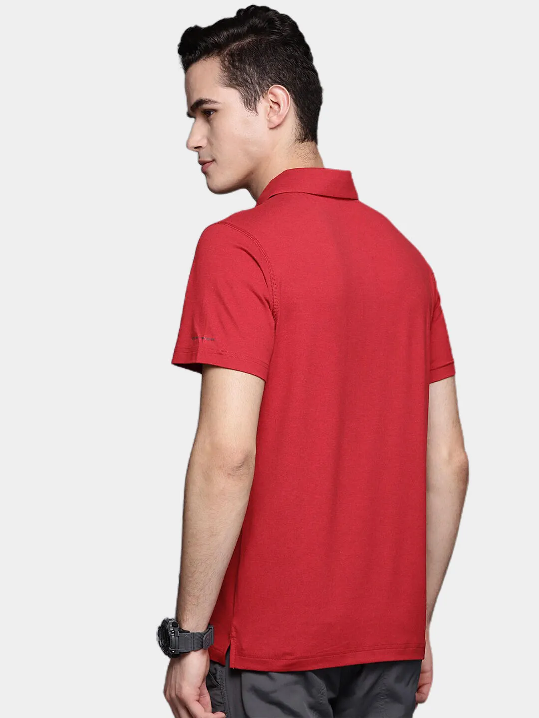Columbia Men Red Omni-Wick Tech Trail Polo Tshirt