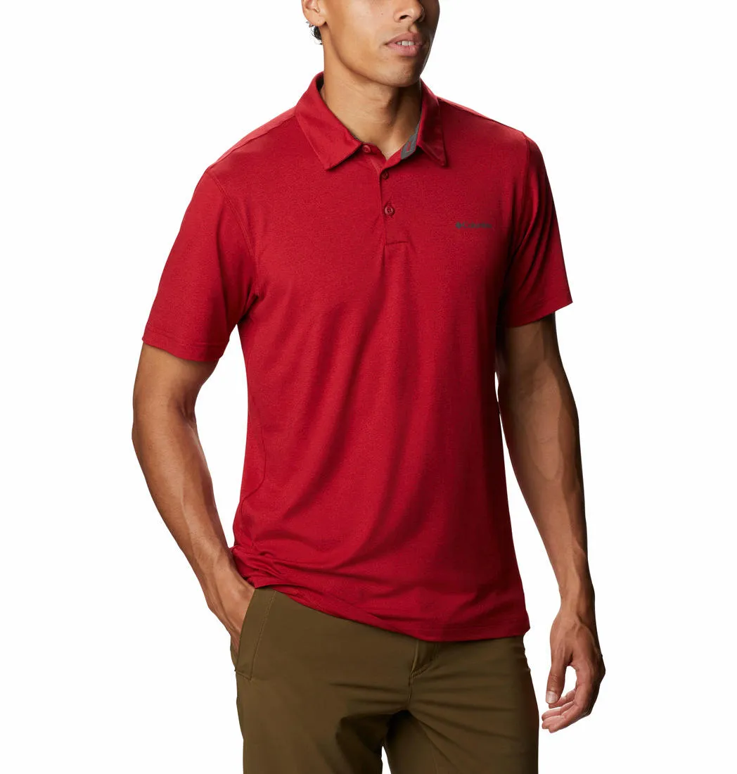 Columbia Men Red Omni-Wick Tech Trail Polo Tshirt