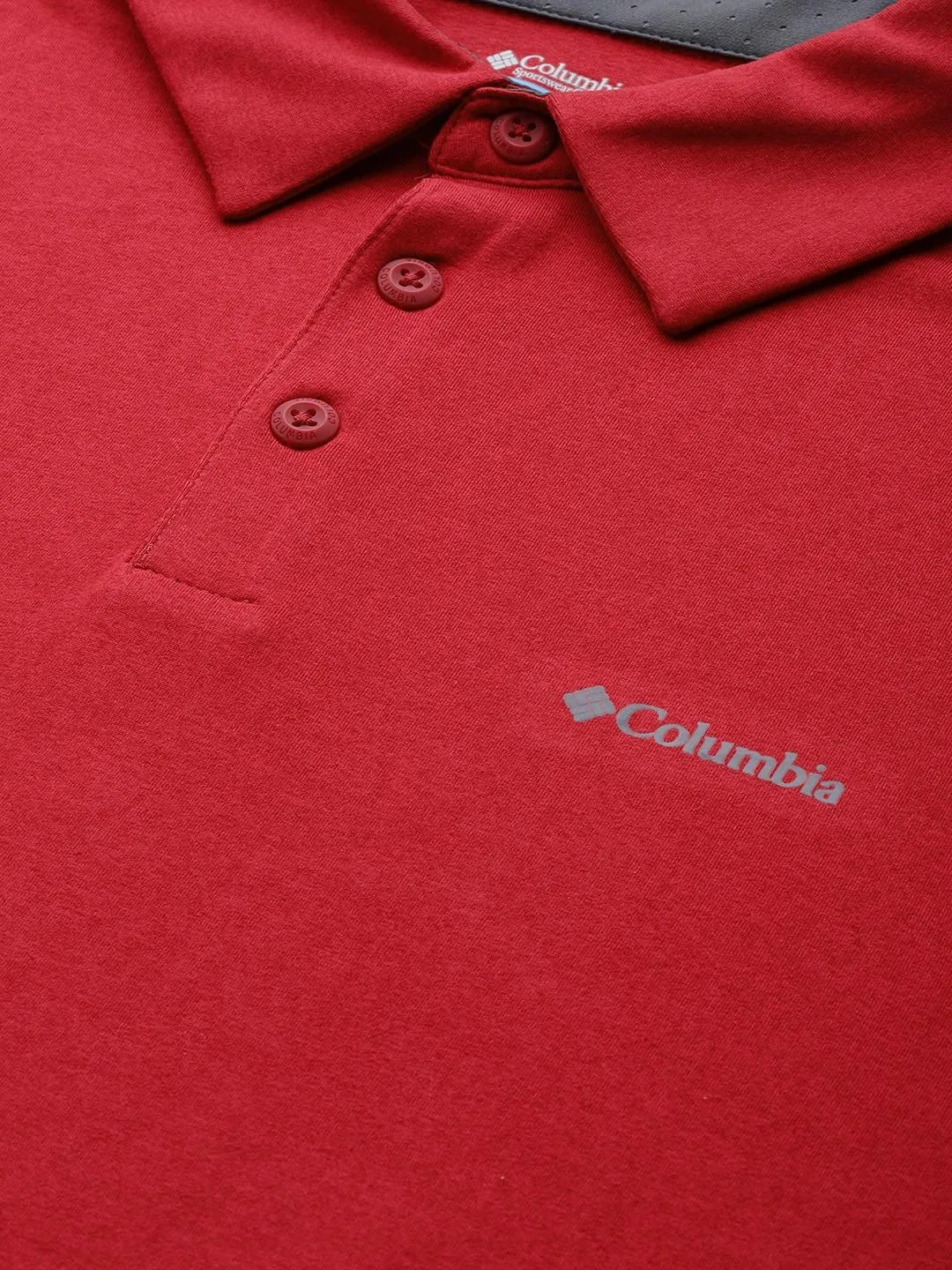 Columbia Men Red Omni-Wick Tech Trail Polo Tshirt