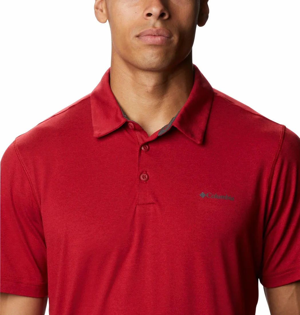 Columbia Men Red Omni-Wick Tech Trail Polo Tshirt