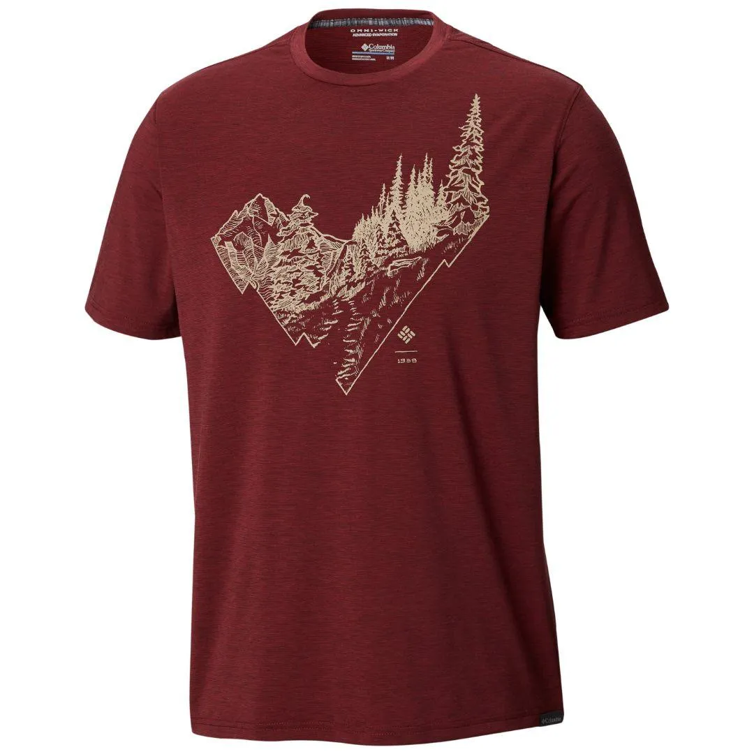 Columbia Men Red Omni-Wick Trail Shaker II Tshirt