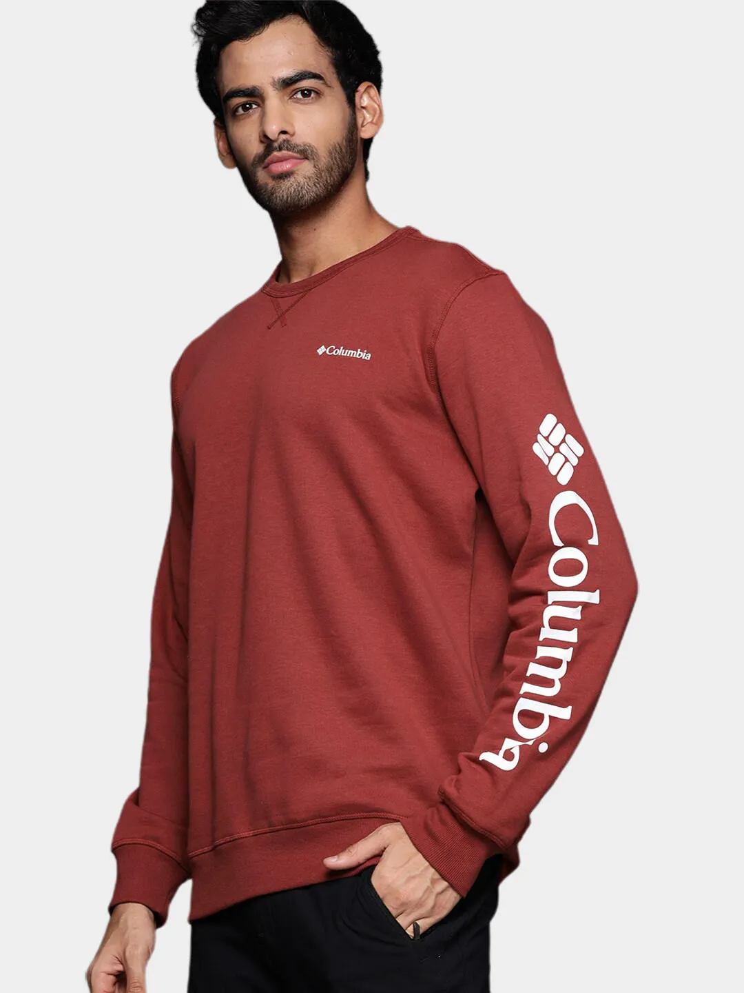 Columbia Men Red Sun Protection M Logo Crew Pullover