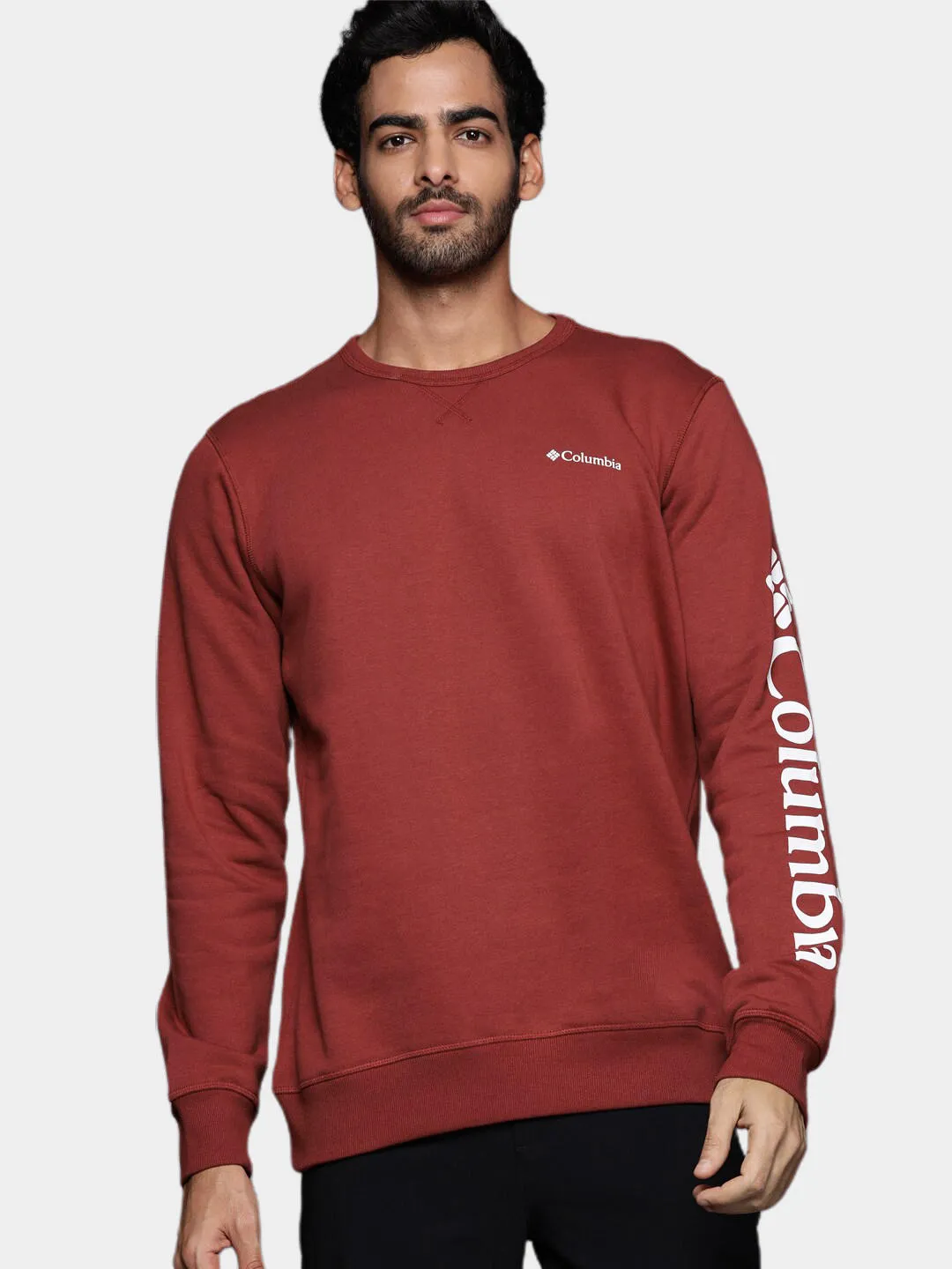 Columbia Men Red Sun Protection M Logo Crew Pullover