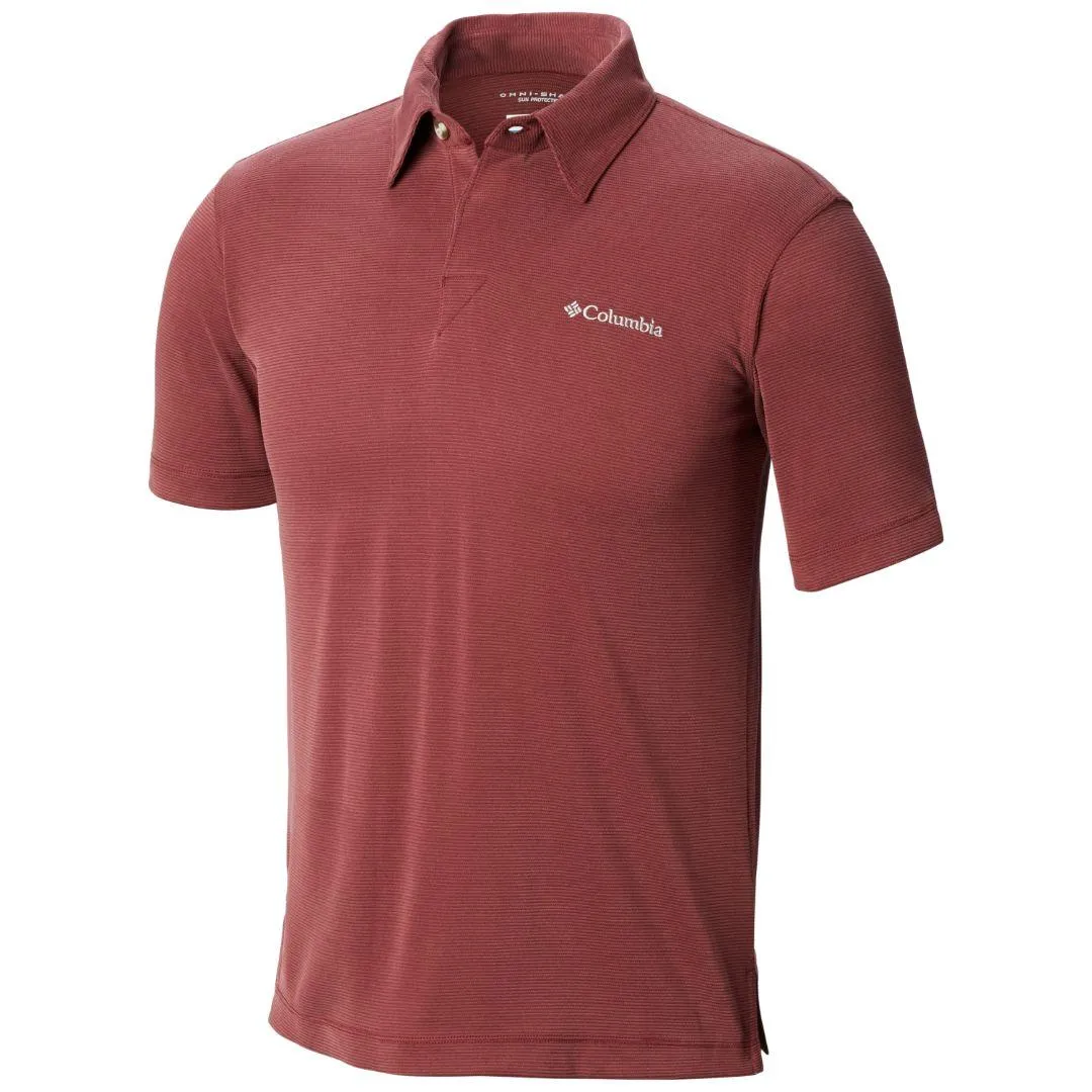 Columbia Men Red Sun Protection Sun Ridge Polo Tshirt
