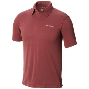 Columbia Men Red Sun Protection Sun Ridge Polo Tshirt