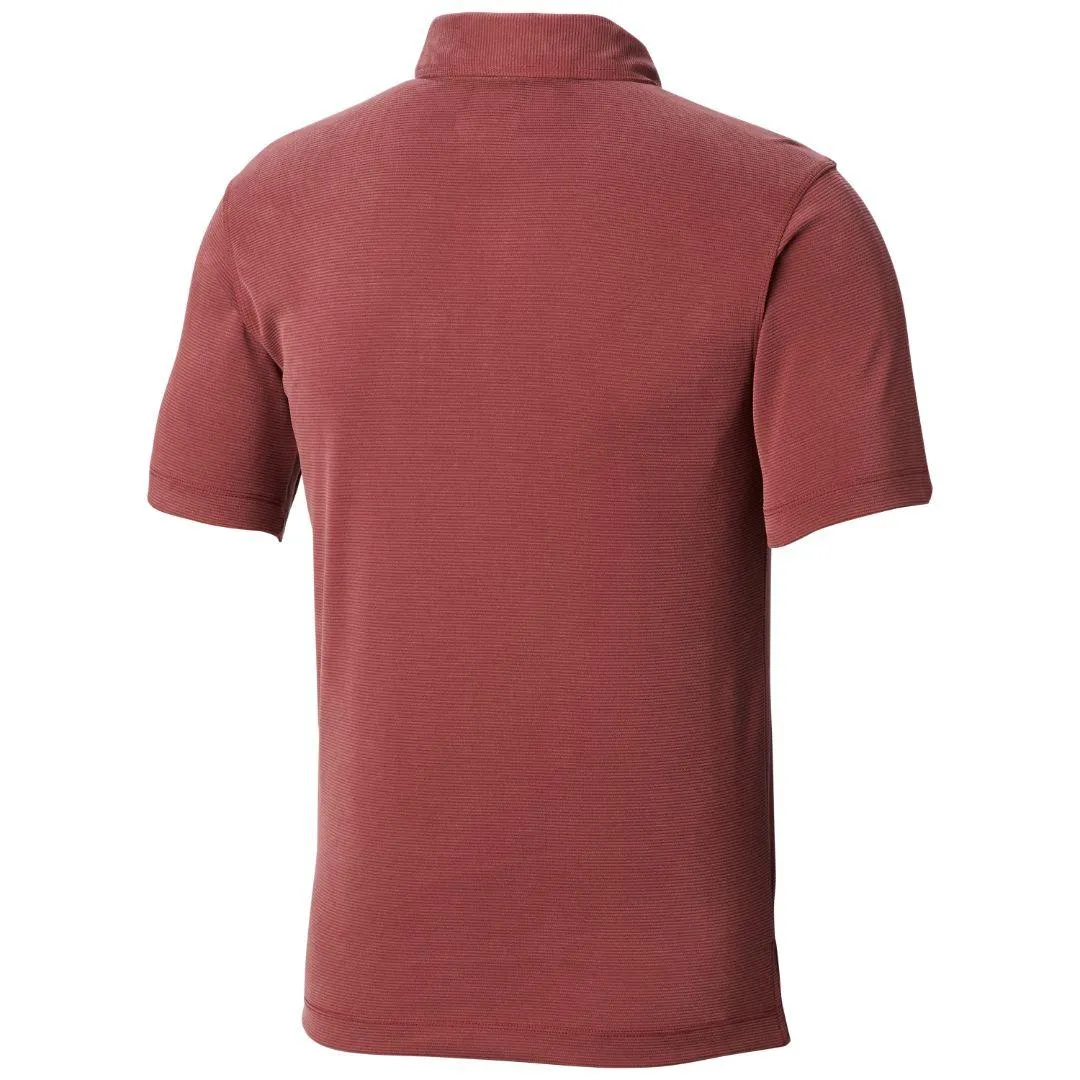 Columbia Men Red Sun Protection Sun Ridge Polo Tshirt
