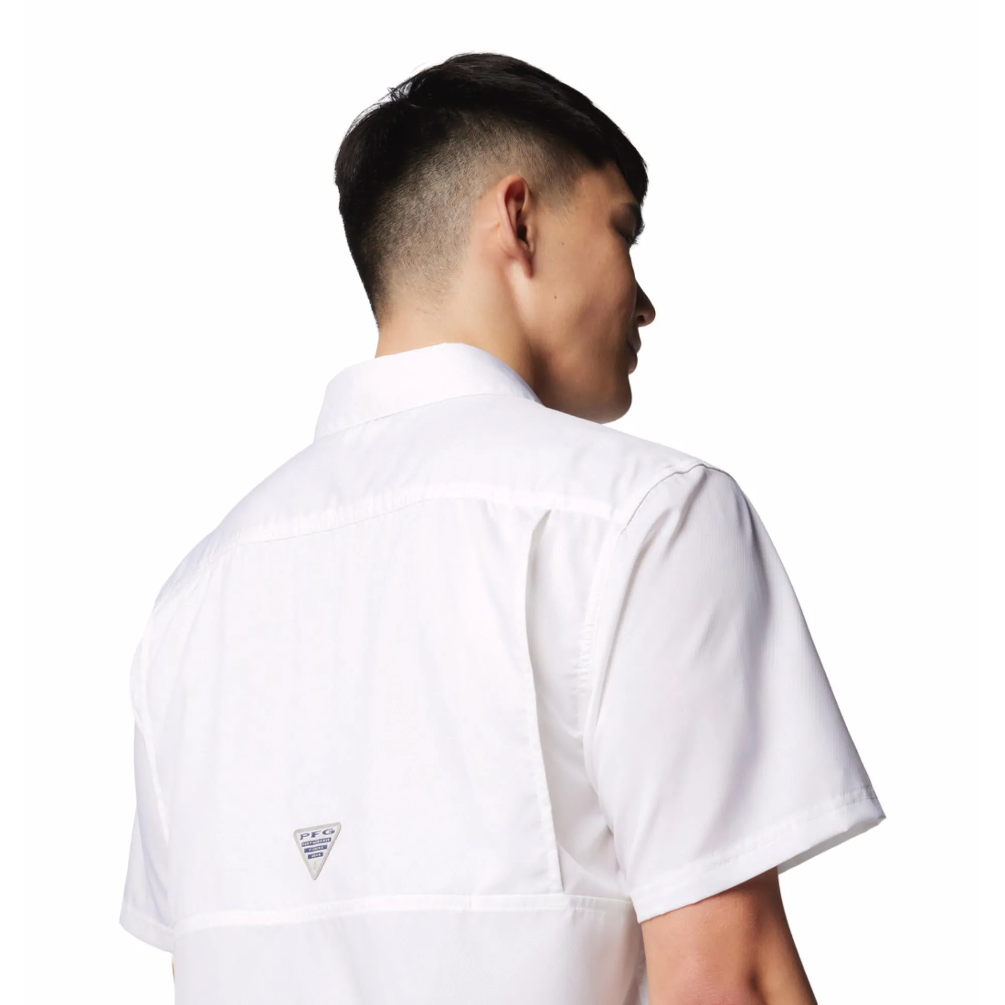 Columbia Men White Omni-Shade Slack Tide Camp Short Sleeve Shirt