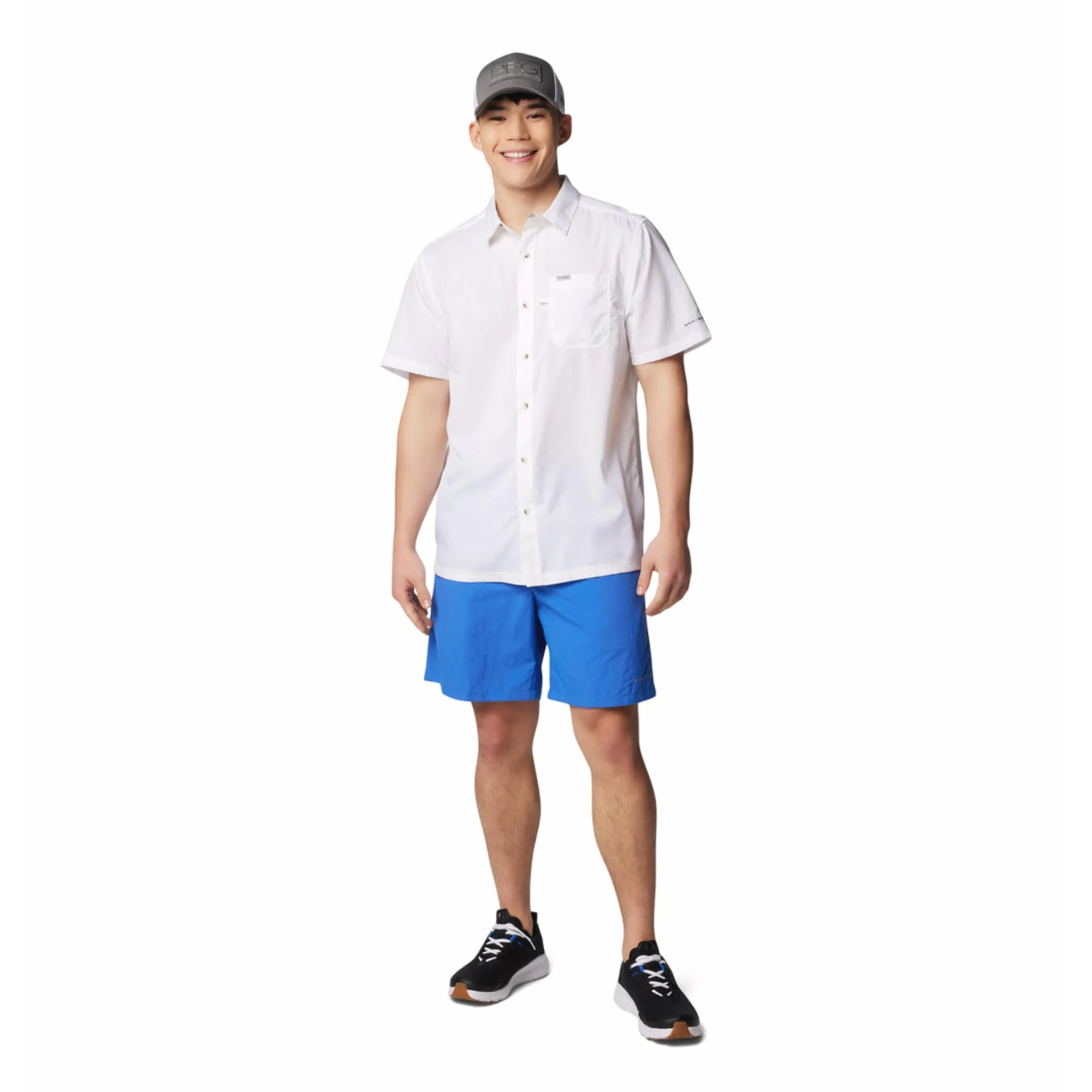 Columbia Men White Omni-Shade Slack Tide Camp Short Sleeve Shirt