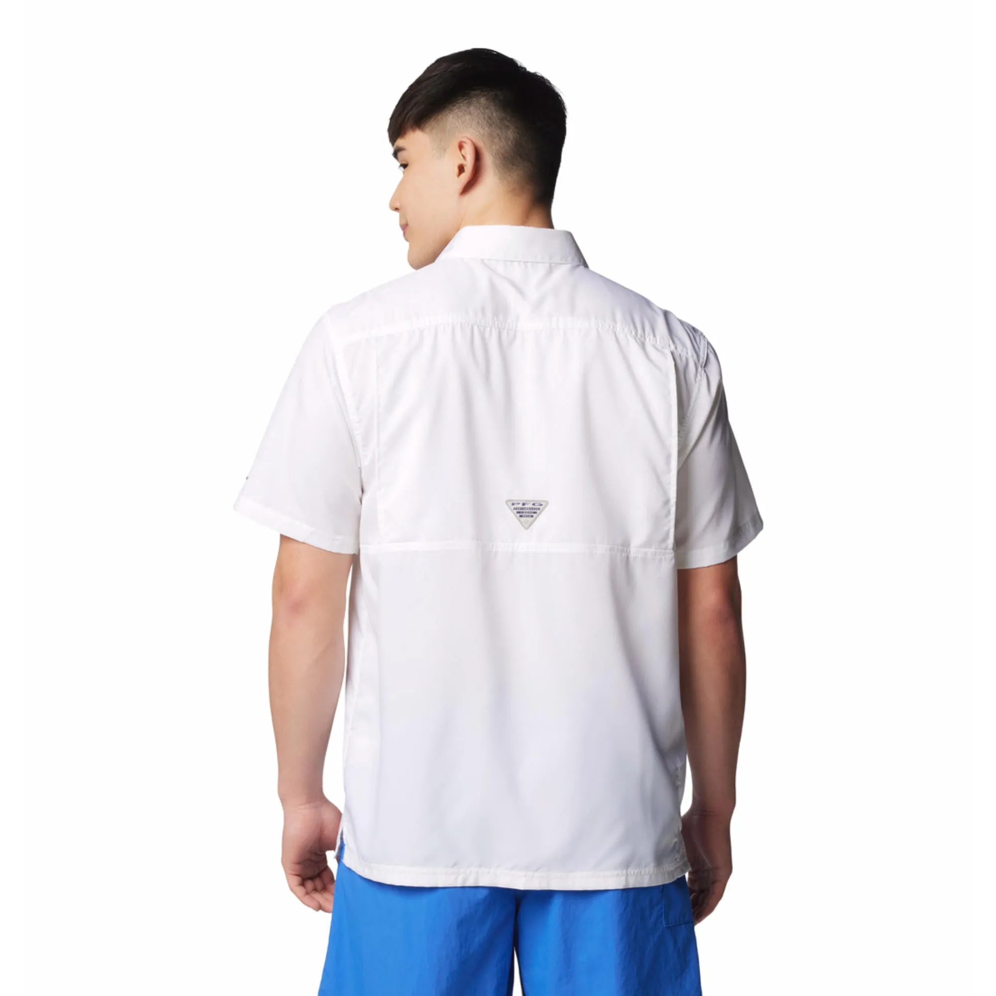 Columbia Men White Omni-Shade Slack Tide Camp Short Sleeve Shirt