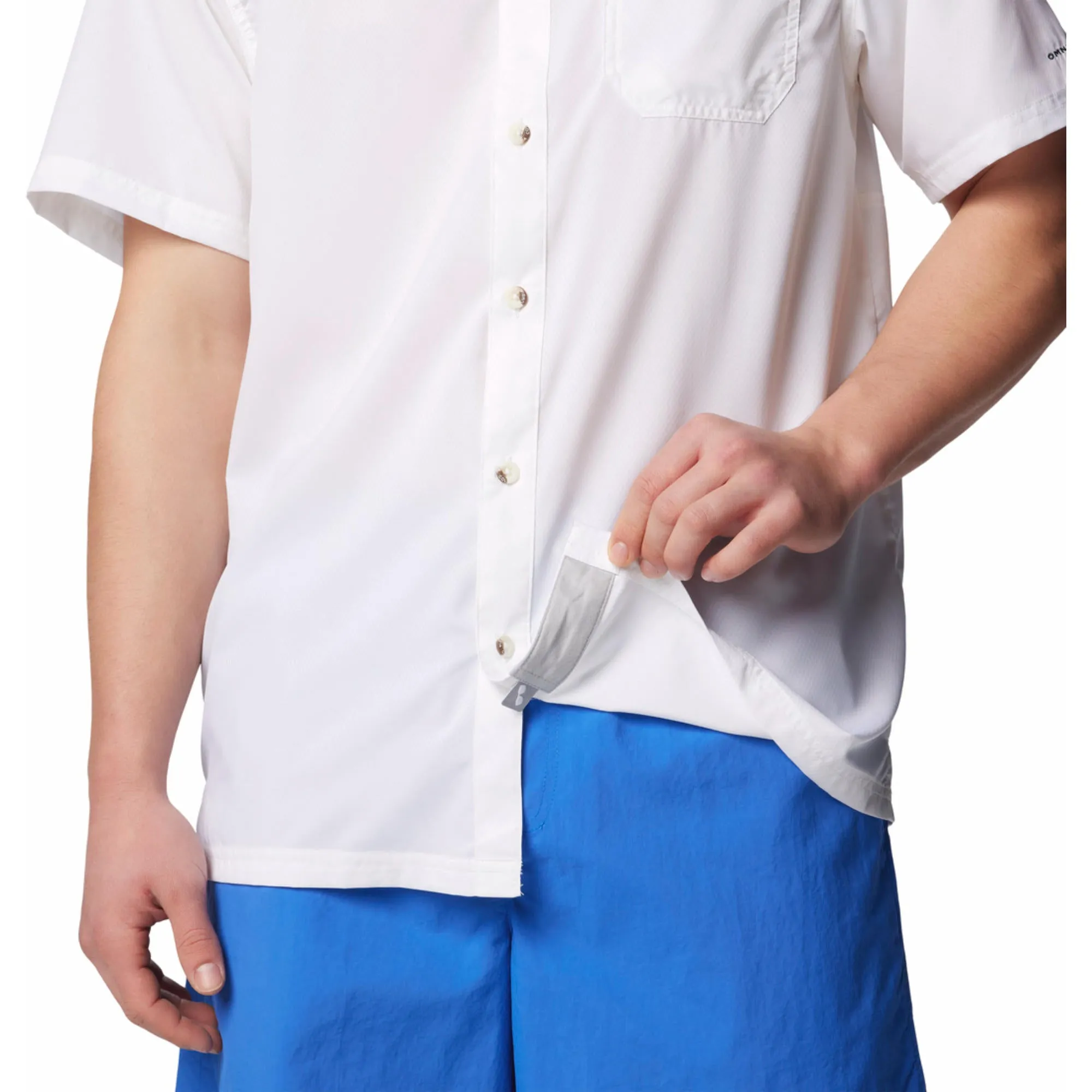 Columbia Men White Omni-Shade Slack Tide Camp Short Sleeve Shirt